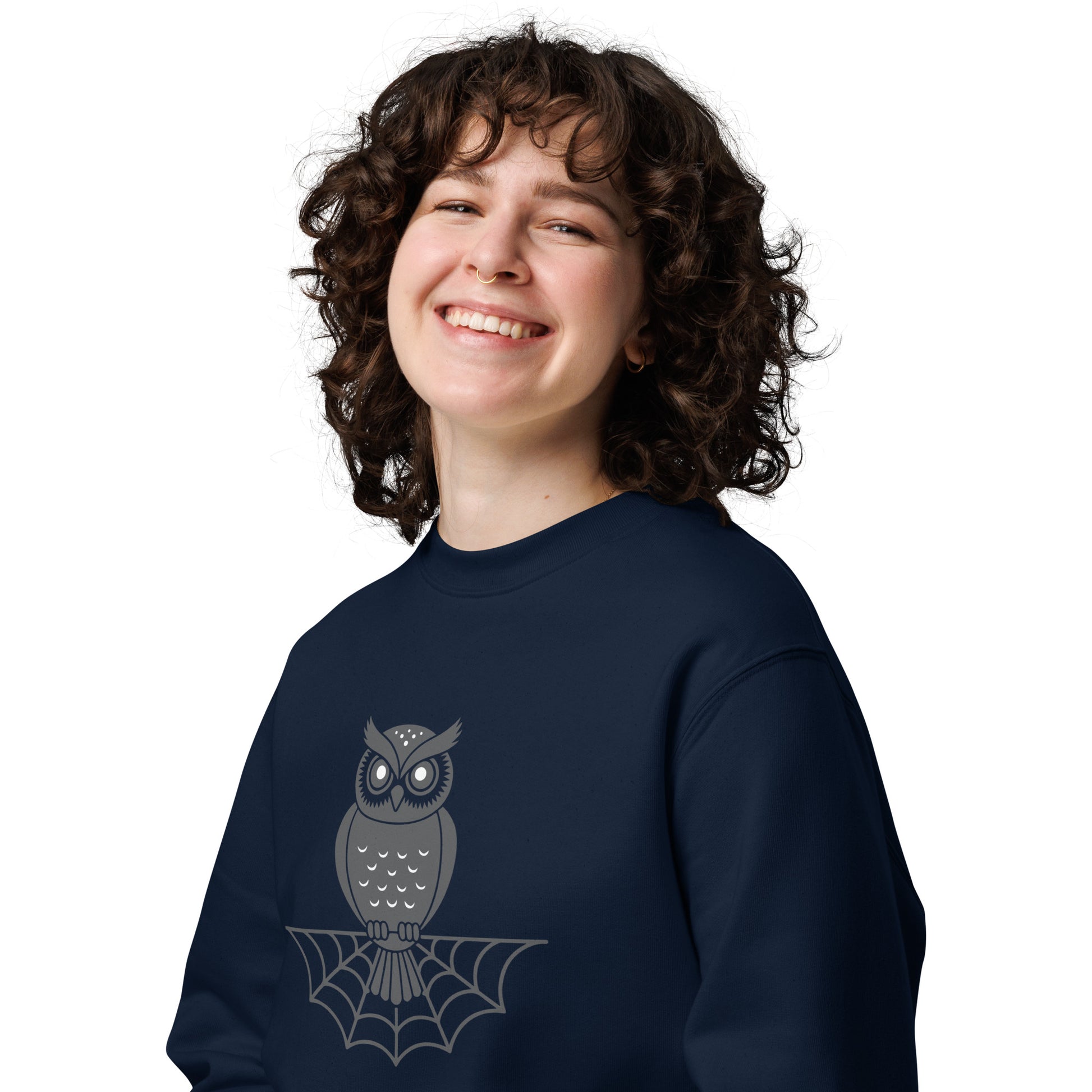 Unisex Eco Sweatshirt: Halloween Owl Cozy Sustainable Style USA Dudeily