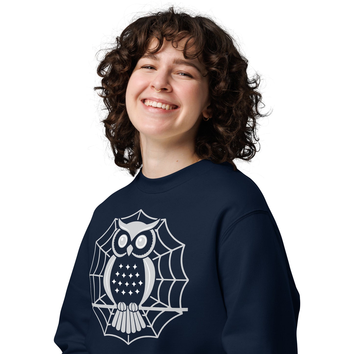 Unisex Eco Sweatshirt: Halloween Owl Cozy Sustainable Style USA Dudeily