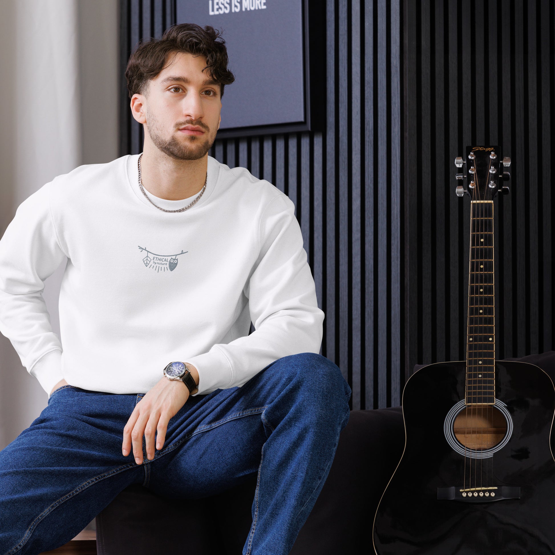 Unisex Eco Sweatshirt: Ethical by Nature | Owl Embroidered Sustainable Fashion USA by Dudeily Dudeily