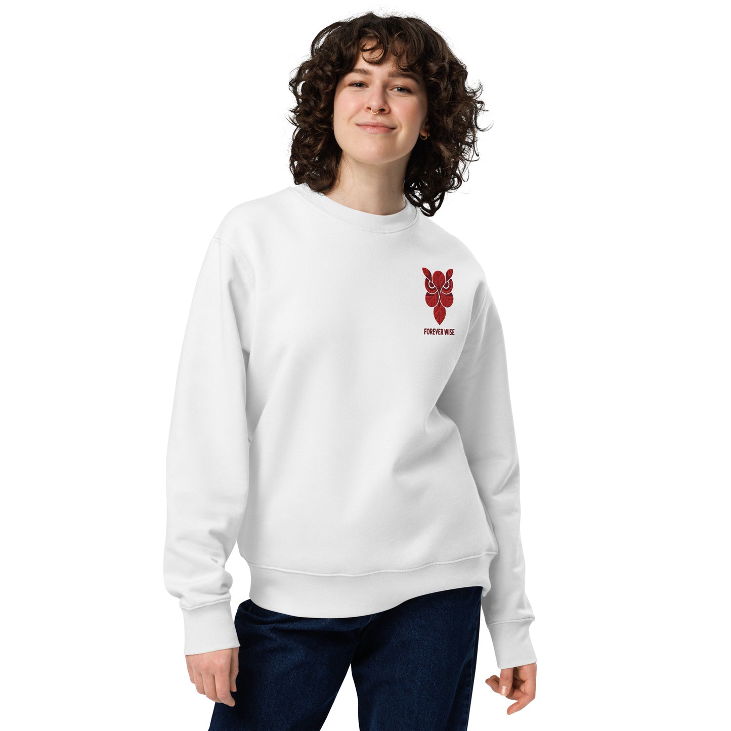 Owl Unisex Eco Sweatshirt: 'Forever Wise' in Fall | Sustainable Fashion USA White Dudeily
