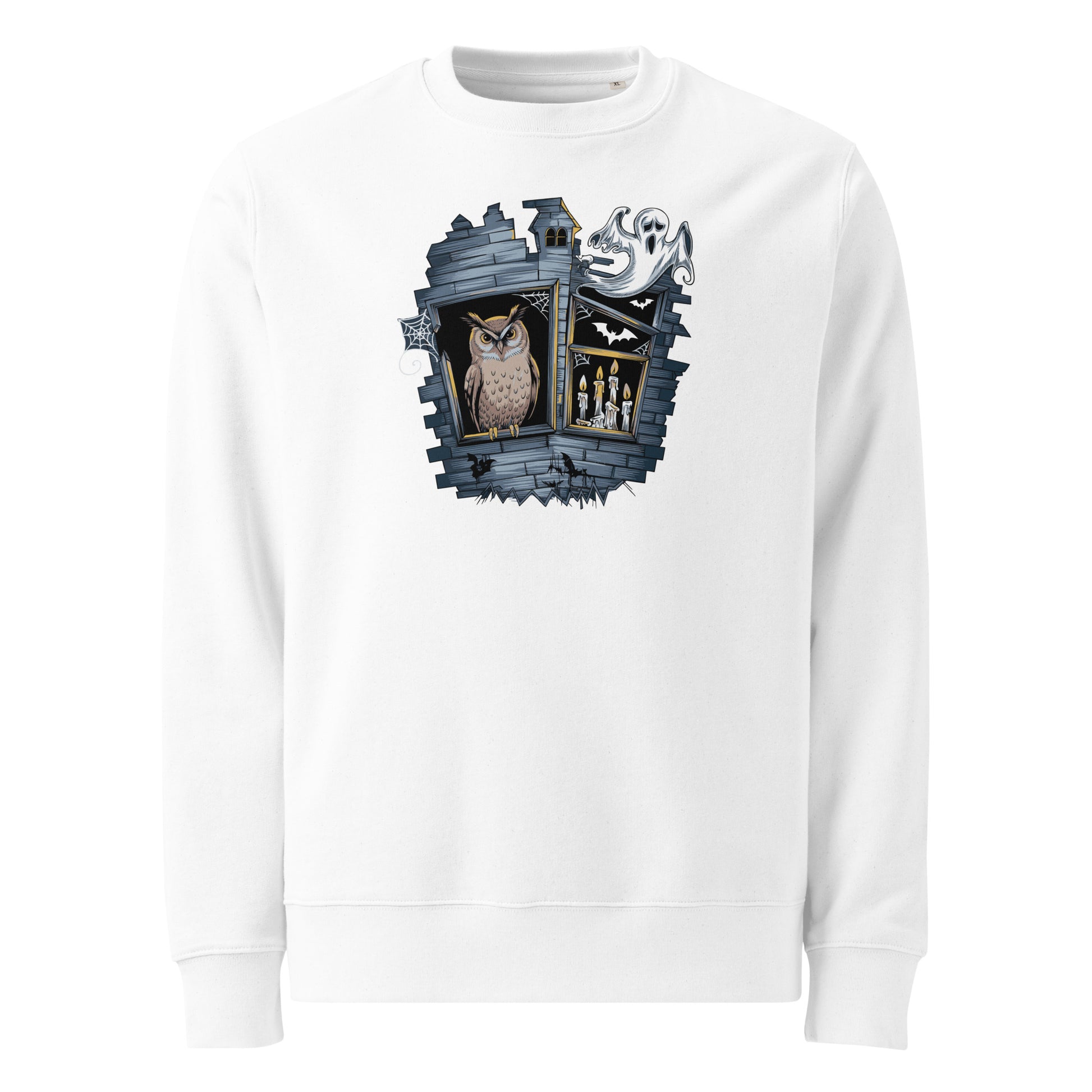 Unisex Eco Sweatshirt: Halloween Owl Cozy Sustainable Style USA Dudeily