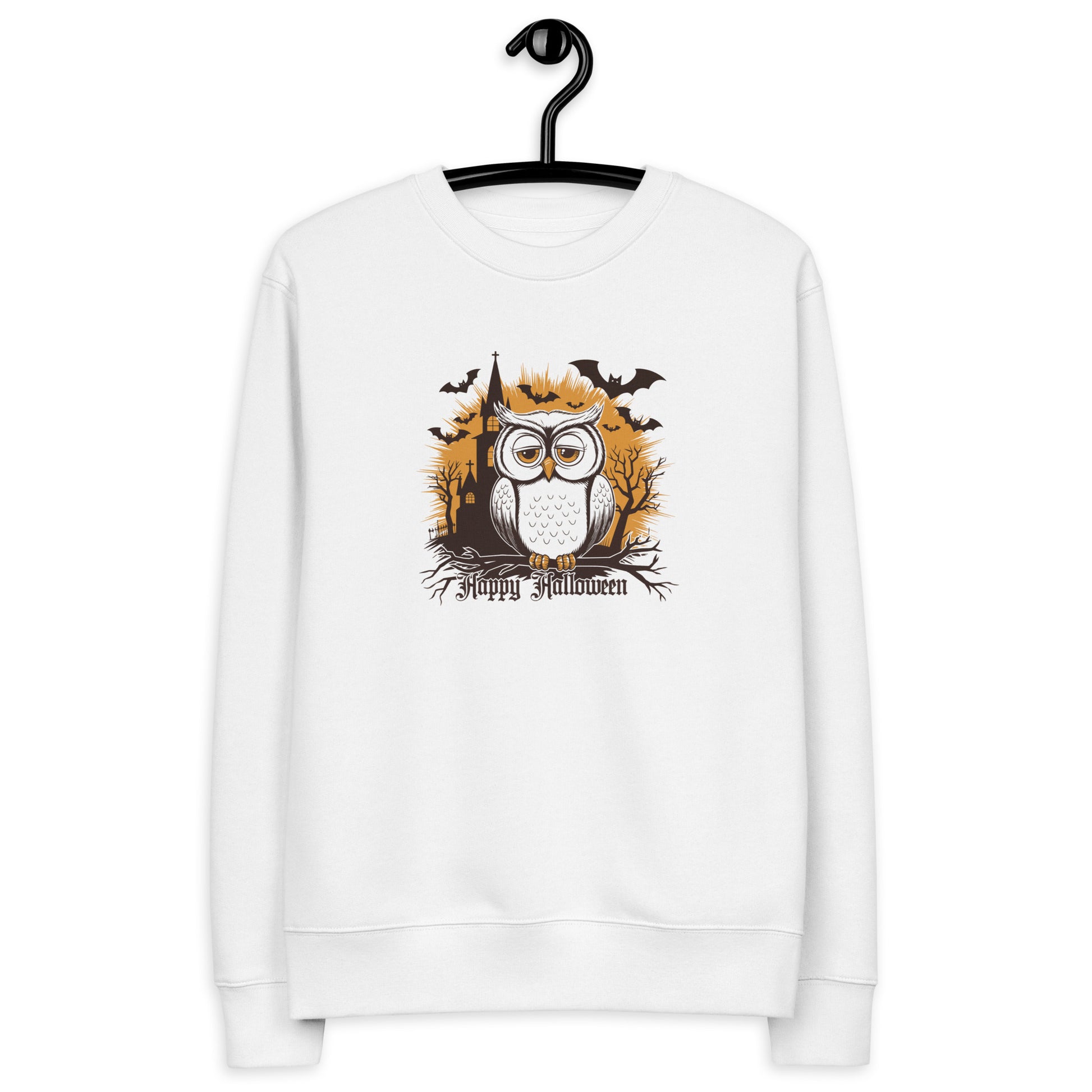 Unisex Eco Sweatshirt: Halloween Owl Cozy Sustainable Style USA Dudeily