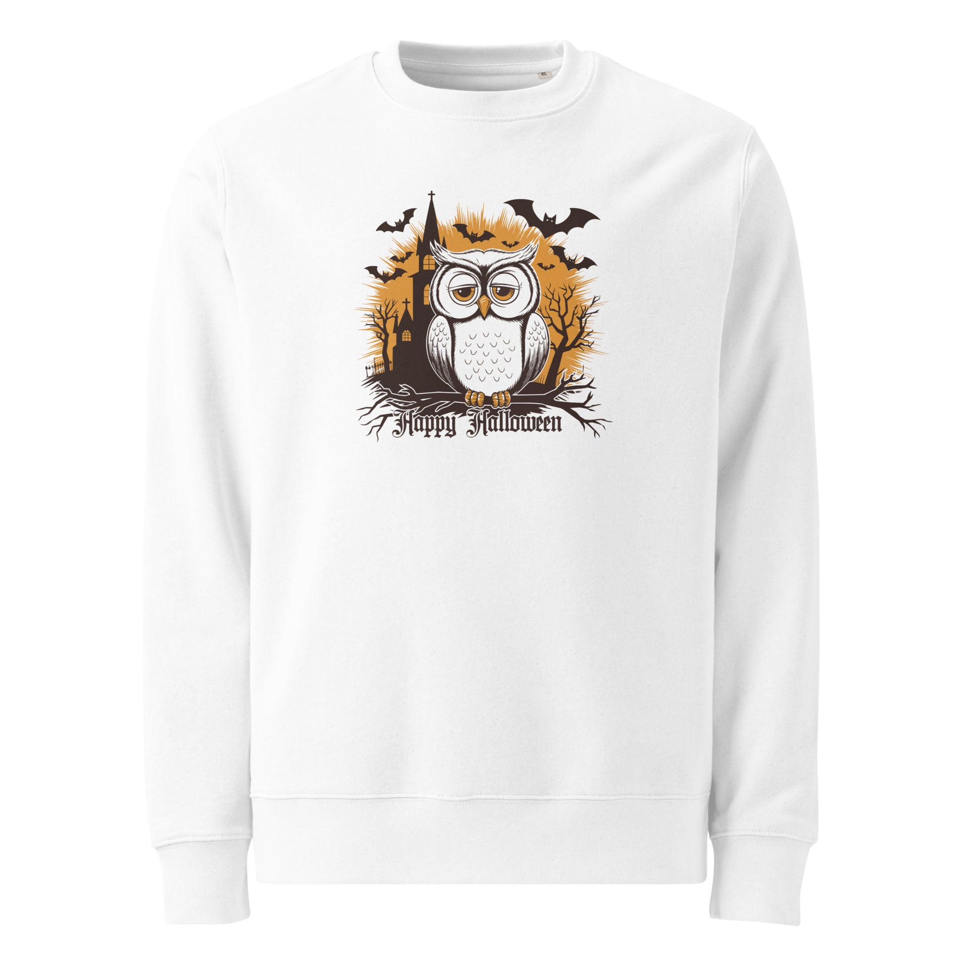 Unisex Eco Sweatshirt: Halloween Owl Cozy Sustainable Style USA Dudeily