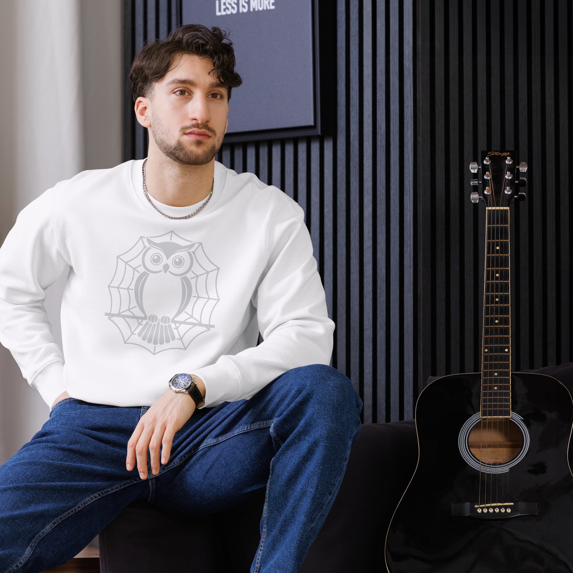 Unisex Eco Sweatshirt: Halloween Owl Cozy Sustainable Style USA Dudeily