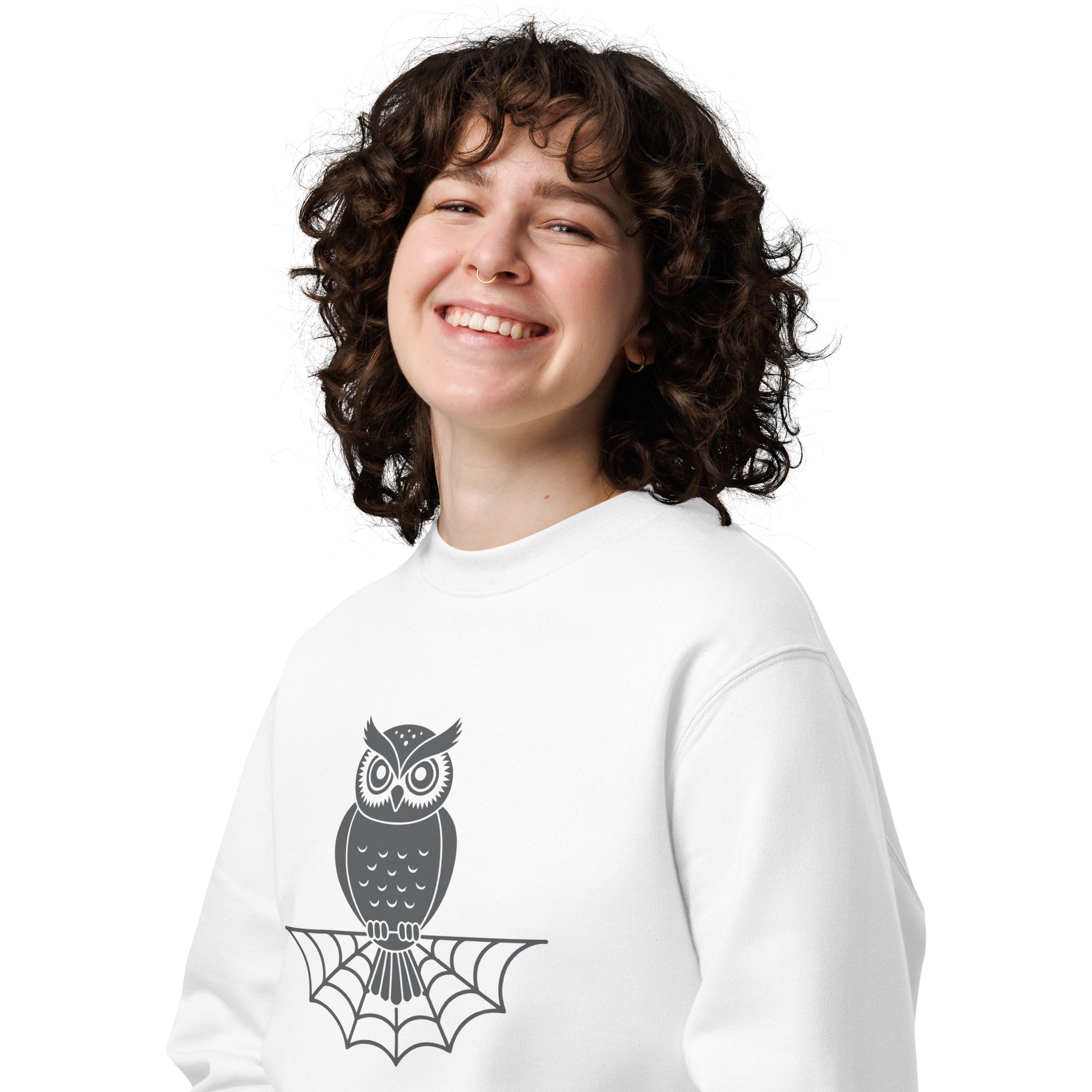 Unisex Eco Sweatshirt: Halloween Owl Cozy Sustainable Style USA Dudeily