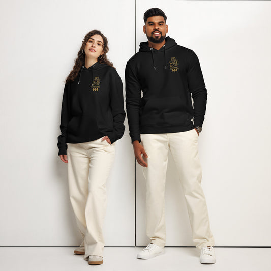 Unisex Essential Organic Hoodie: Wise Work, Kind Planet | Owl Embroidered Sustainable Fashion Dudeily