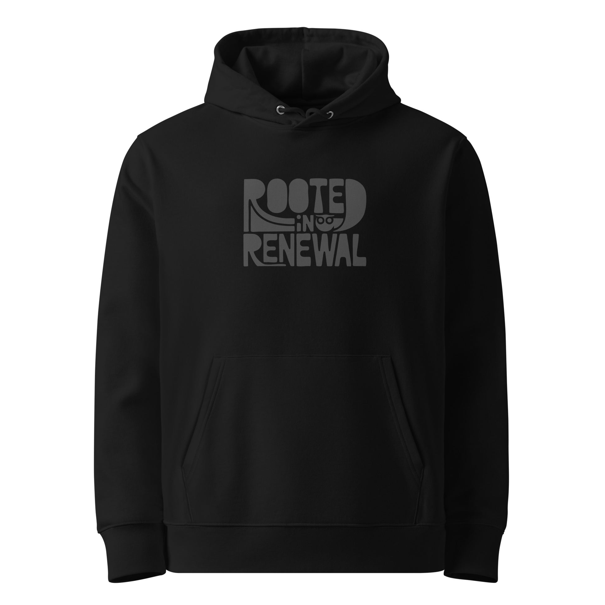 Unisex Essential Organic Hoodie "Rooted In Renewal" – Owl Print Sustainable Fashion Black Dudeily