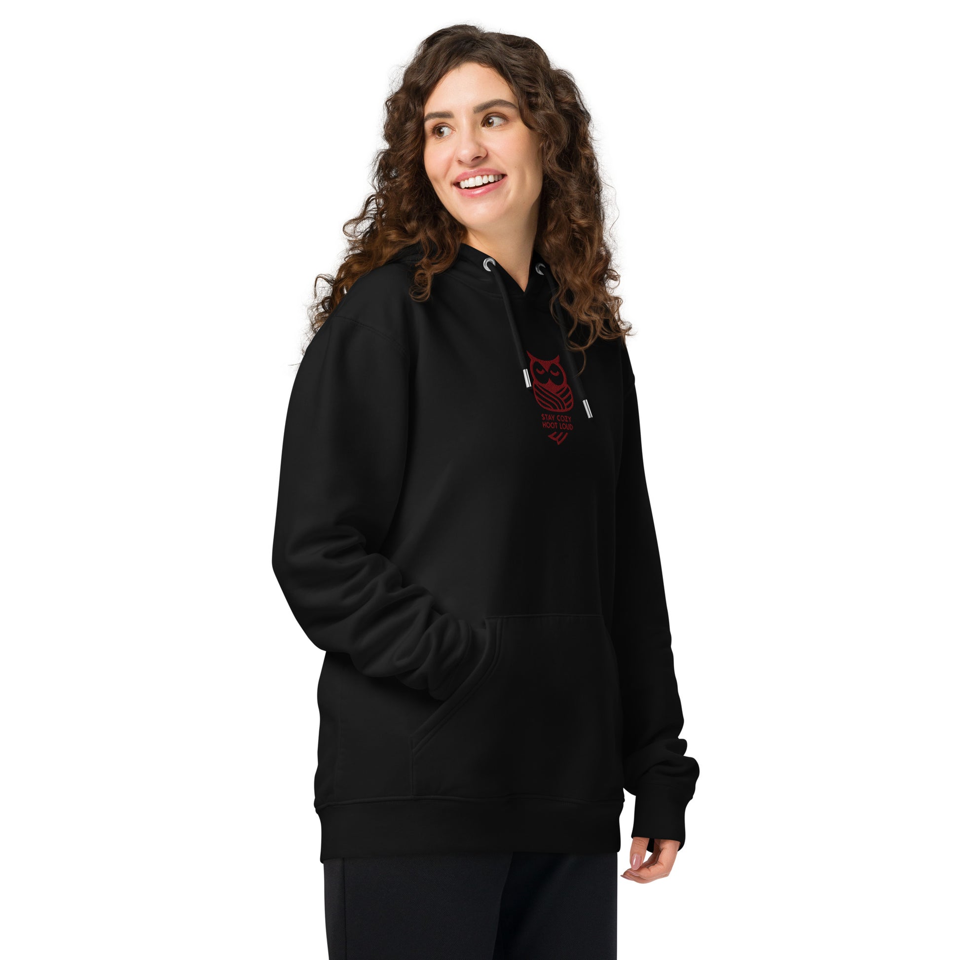 Sustainable Fashion USA-Owl Unisex Essential Organic Hoodie: 'Stay Cozy Hoot Loud' in Fall Dudeily