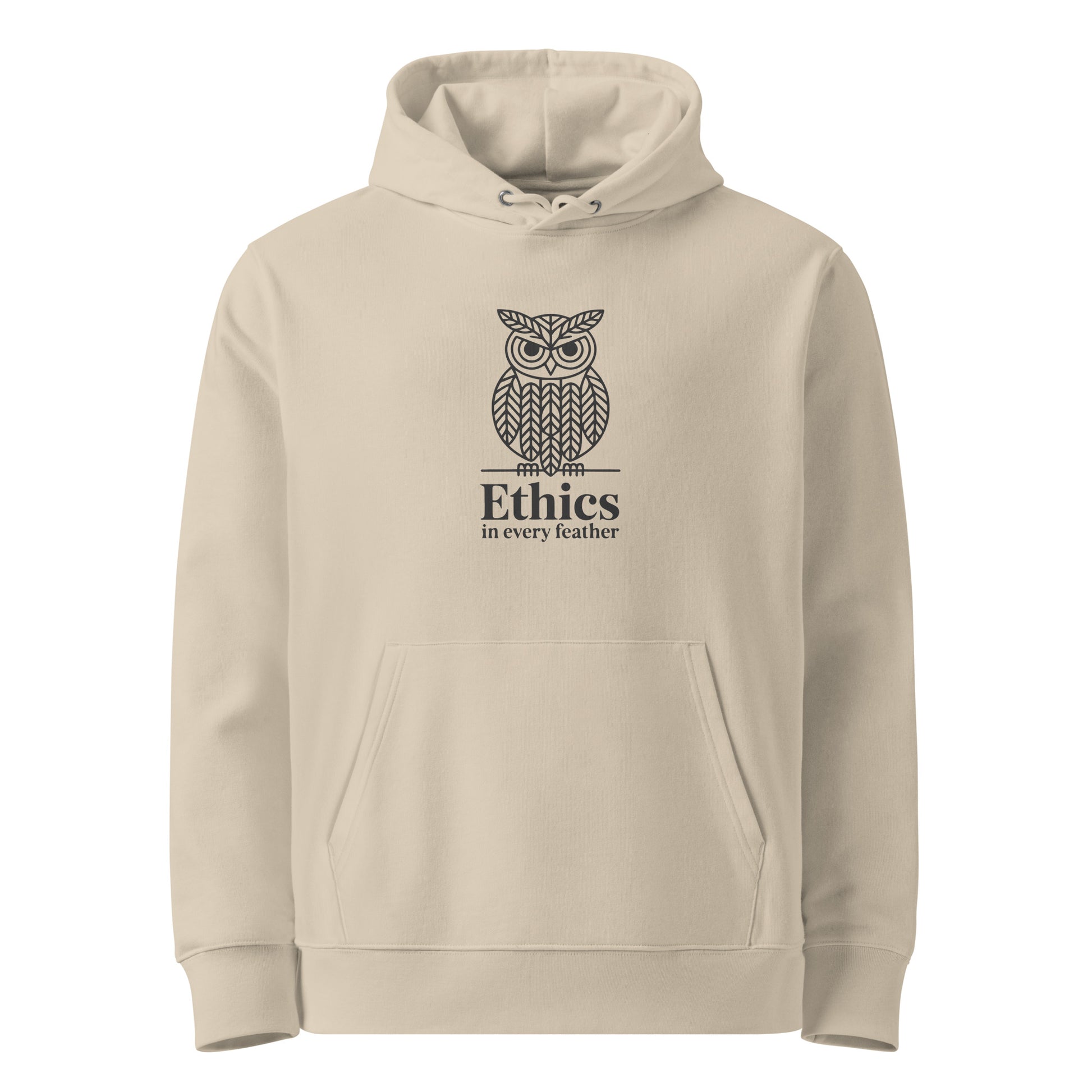 Unisex Essential Organic Hoodie: 'Ethics in Every Feather' | Sustainable Owl Fashion USA Dudeily