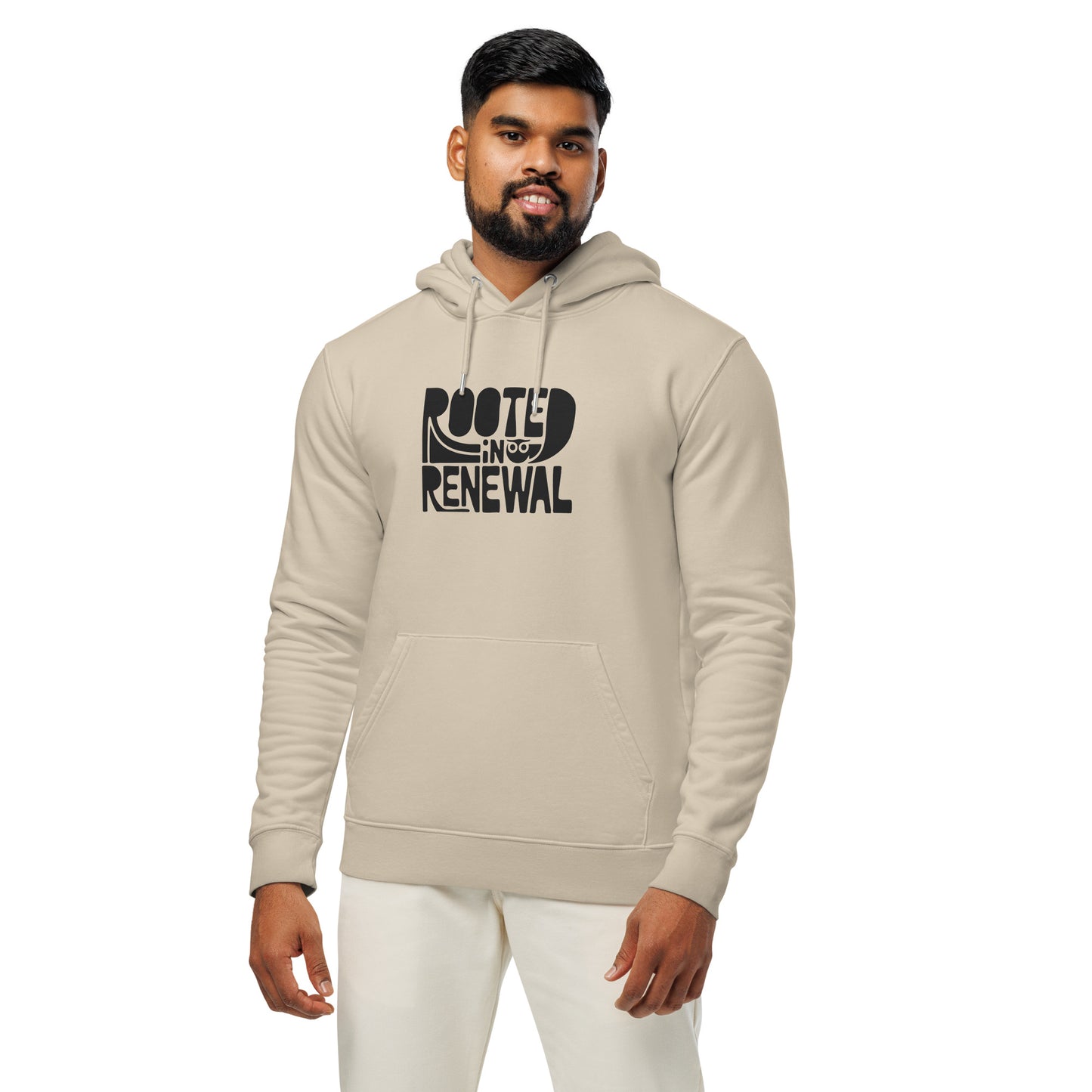 Unisex Essential Organic Hoodie "Rooted In Renewal" – Owl Print Sustainable Fashion Dudeily
