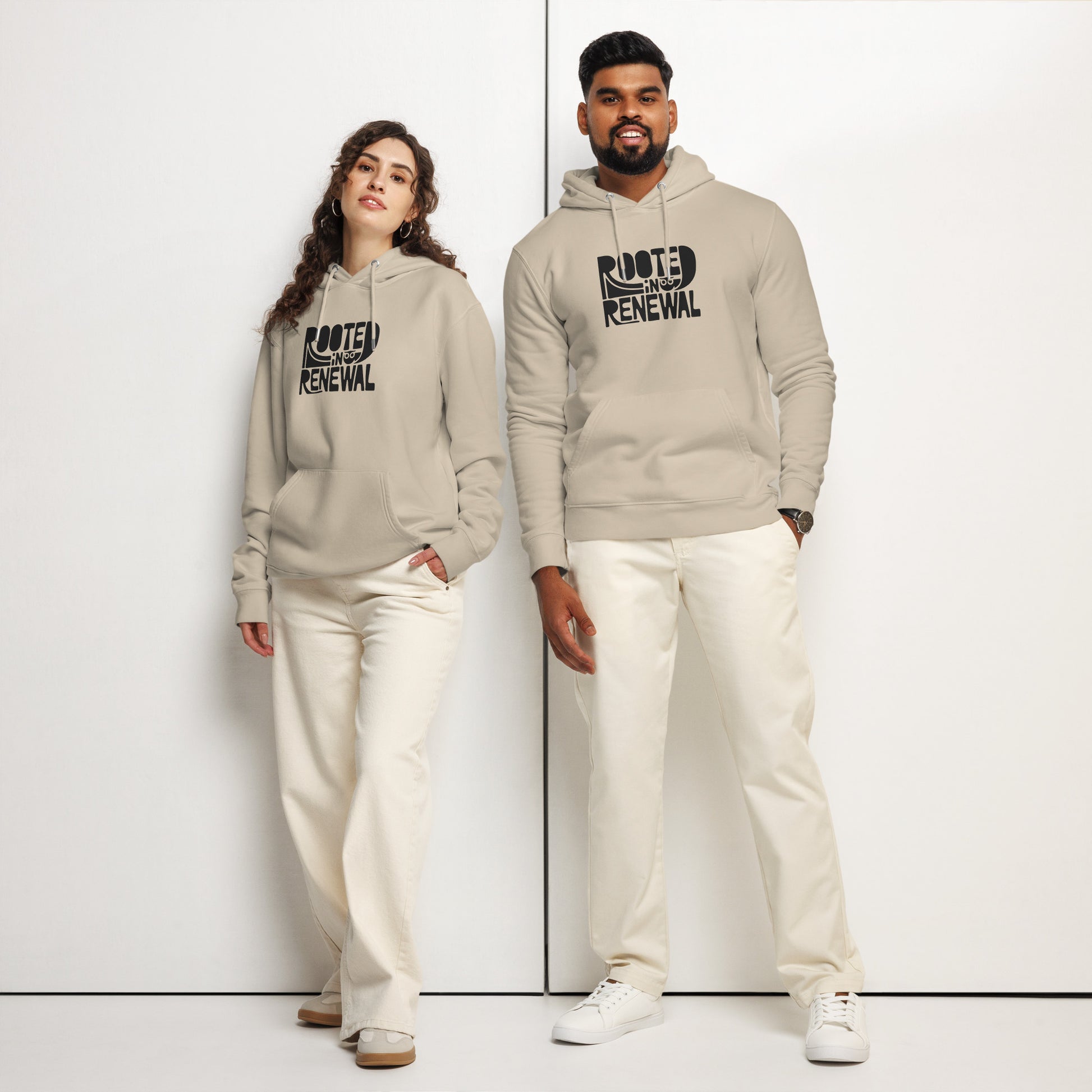 Unisex Essential Organic Hoodie "Rooted In Renewal" – Owl Print Sustainable Fashion Dudeily
