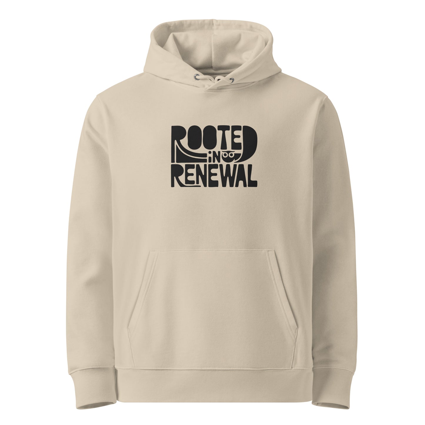 Unisex Essential Organic Hoodie "Rooted In Renewal" – Owl Print Sustainable Fashion Desert Dust Dudeily