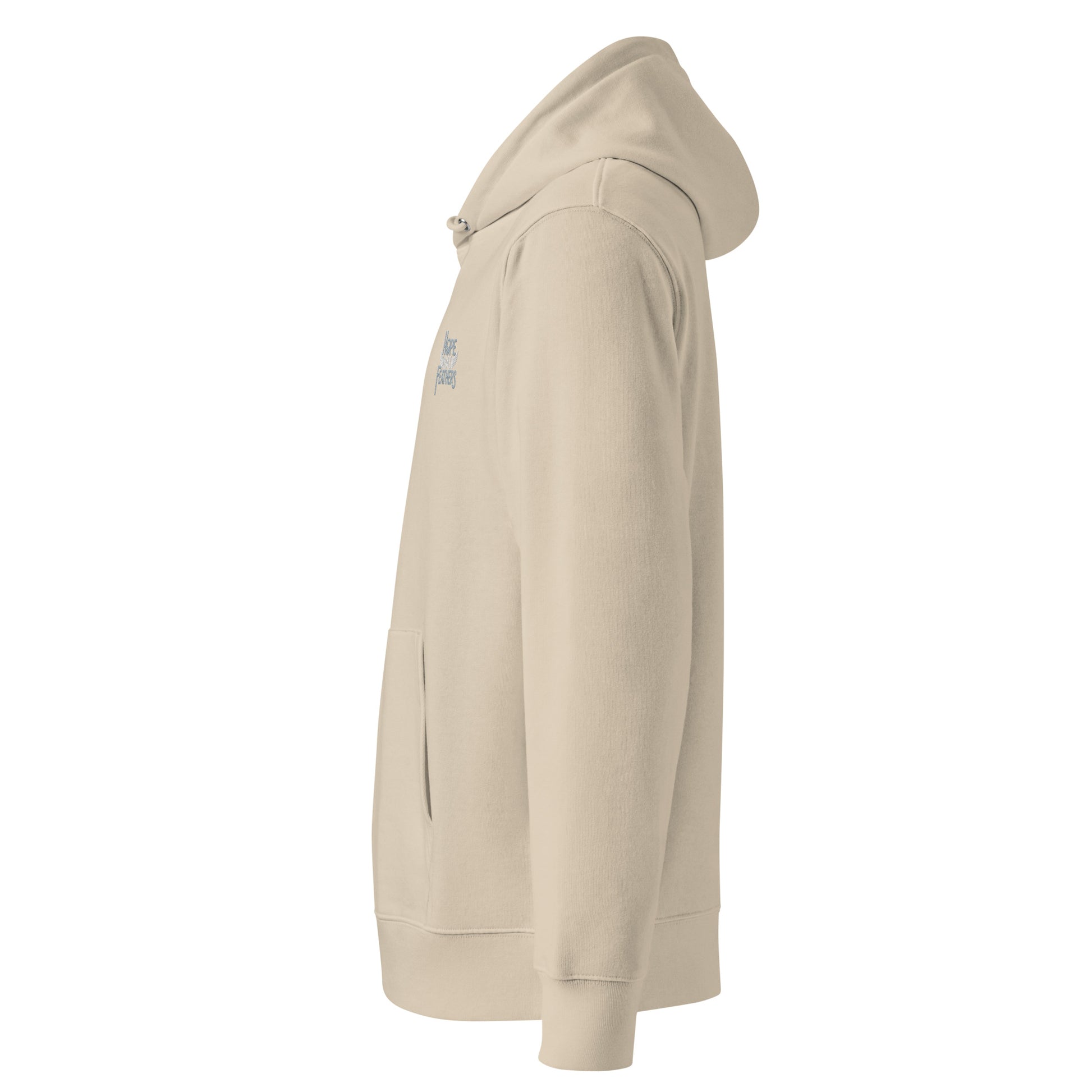 Unisex Essential Organic Hoodie "Hope Has Feathers" – Embroidered Eco-Friendly Owl Clothing Dudeily
