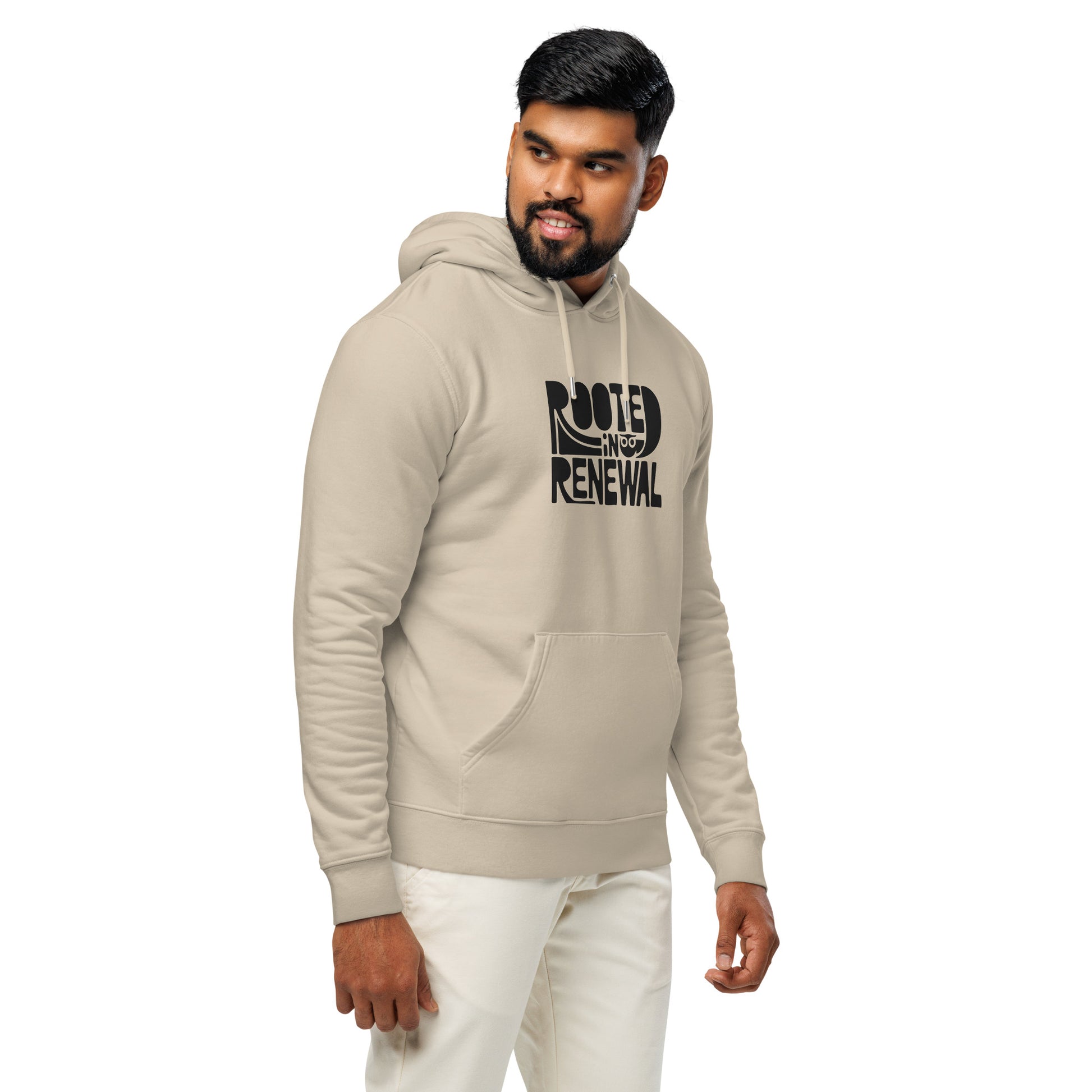 Unisex Essential Organic Hoodie "Rooted In Renewal" – Owl Print Sustainable Fashion Dudeily