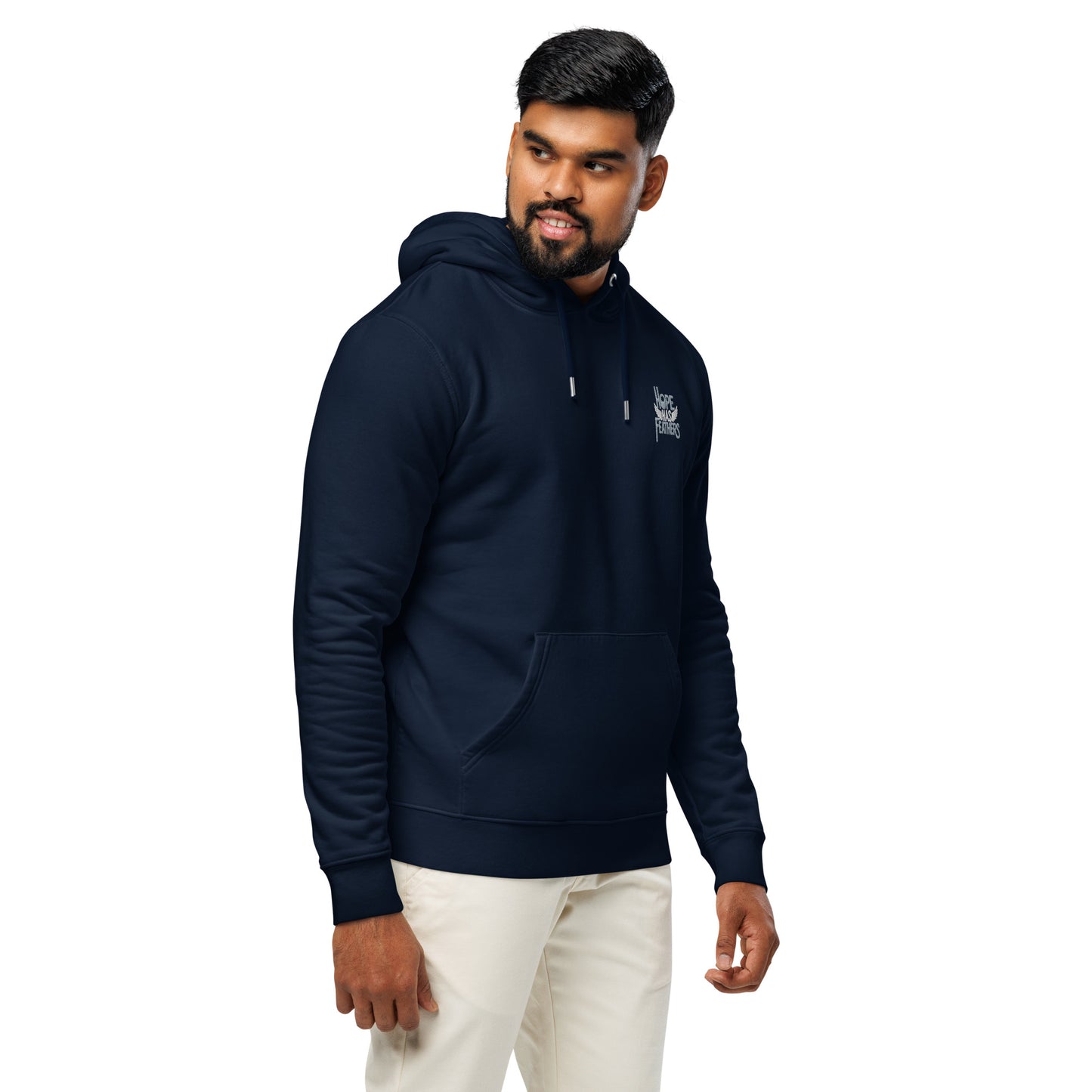 Unisex Essential Organic Hoodie "Hope Has Feathers" – Embroidered Eco-Friendly Owl Clothing Dudeily
