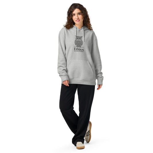 Unisex Essential Organic Hoodie: 'Ethics in Every Feather' | Sustainable Owl Fashion USA Heather Grey Dudeily