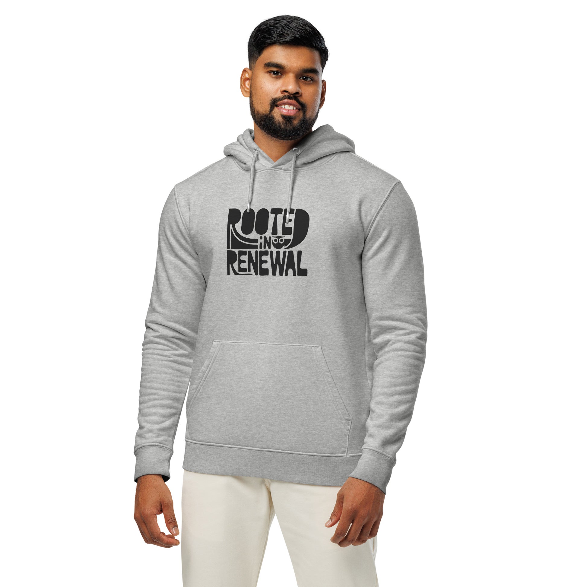 Unisex Essential Organic Hoodie "Rooted In Renewal" – Owl Print Sustainable Fashion Dudeily