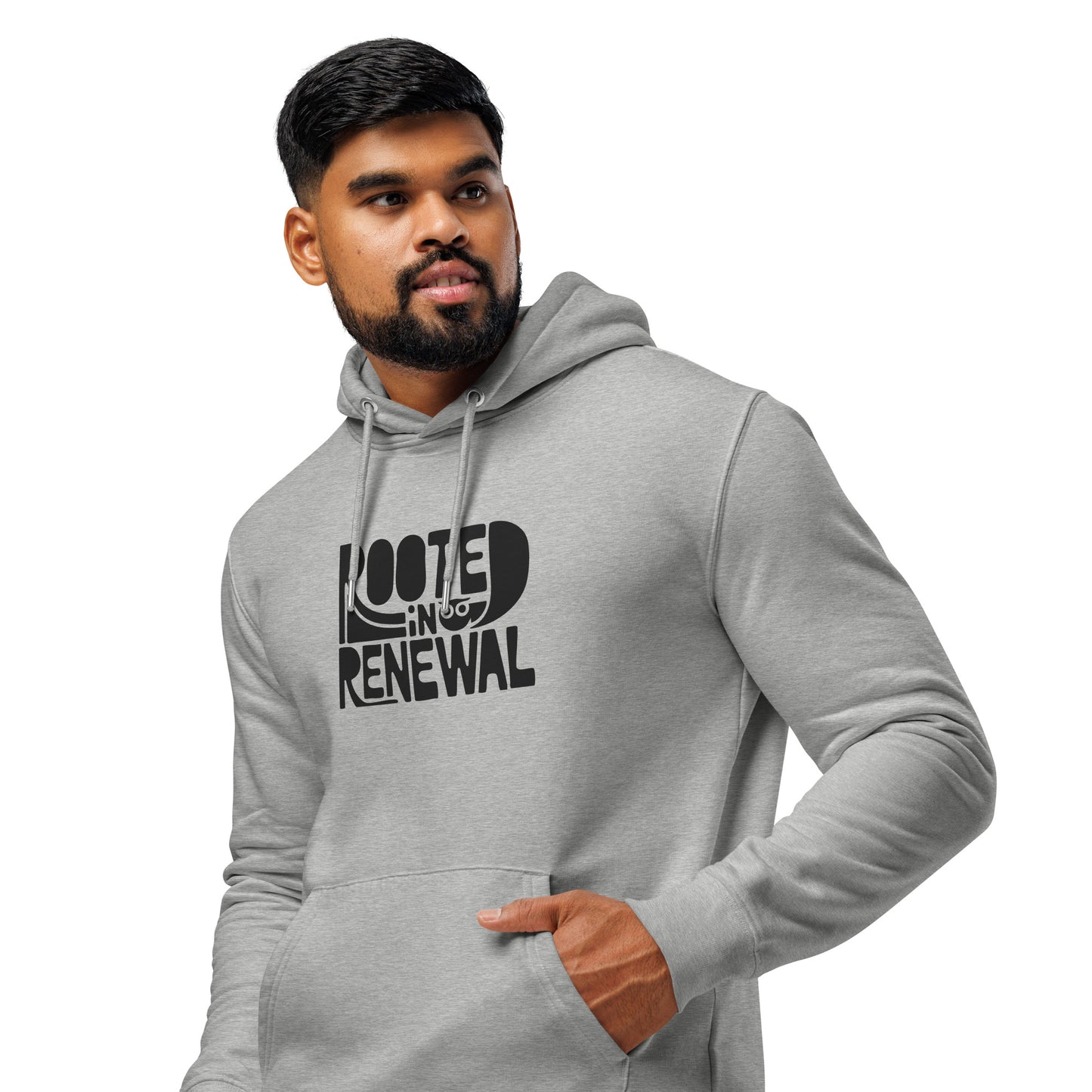 Unisex Essential Organic Hoodie "Rooted In Renewal" – Owl Print Sustainable Fashion Dudeily