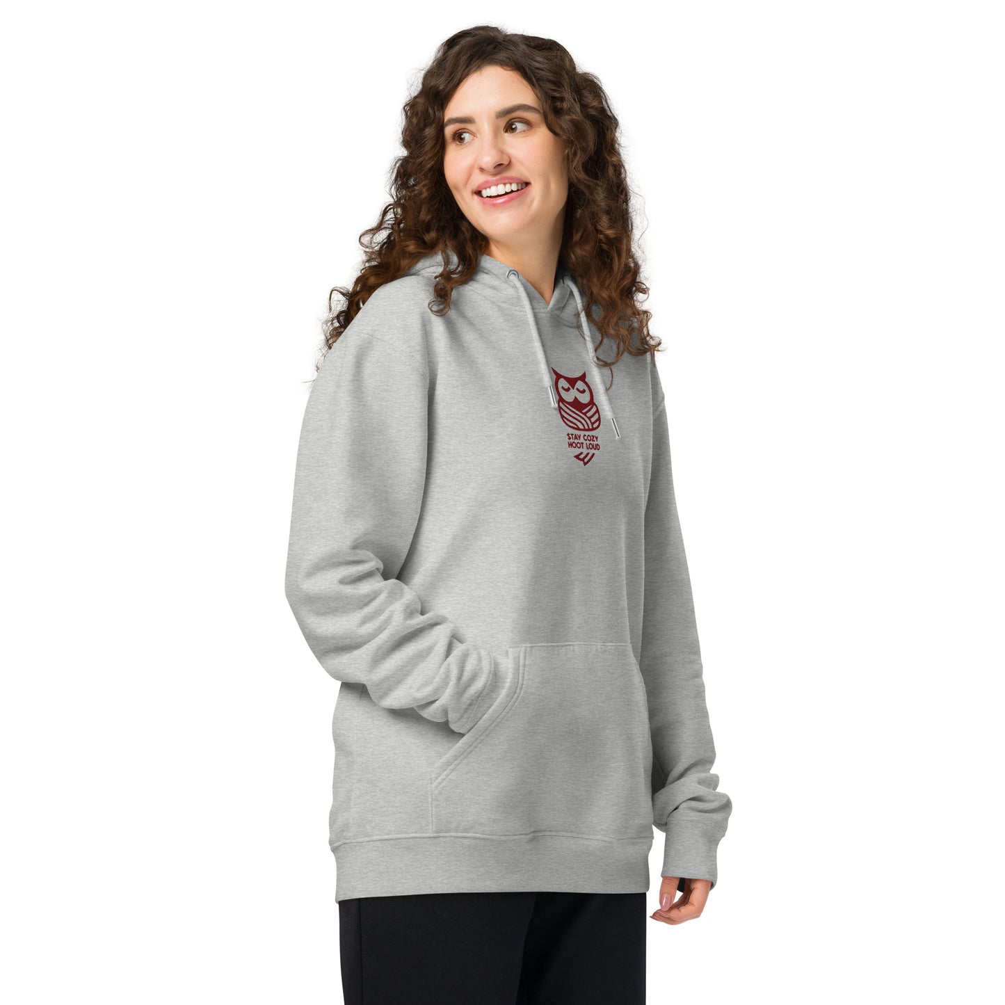 Sustainable Fashion USA-Owl Unisex Essential Organic Hoodie: 'Stay Cozy Hoot Loud' in Fall Dudeily