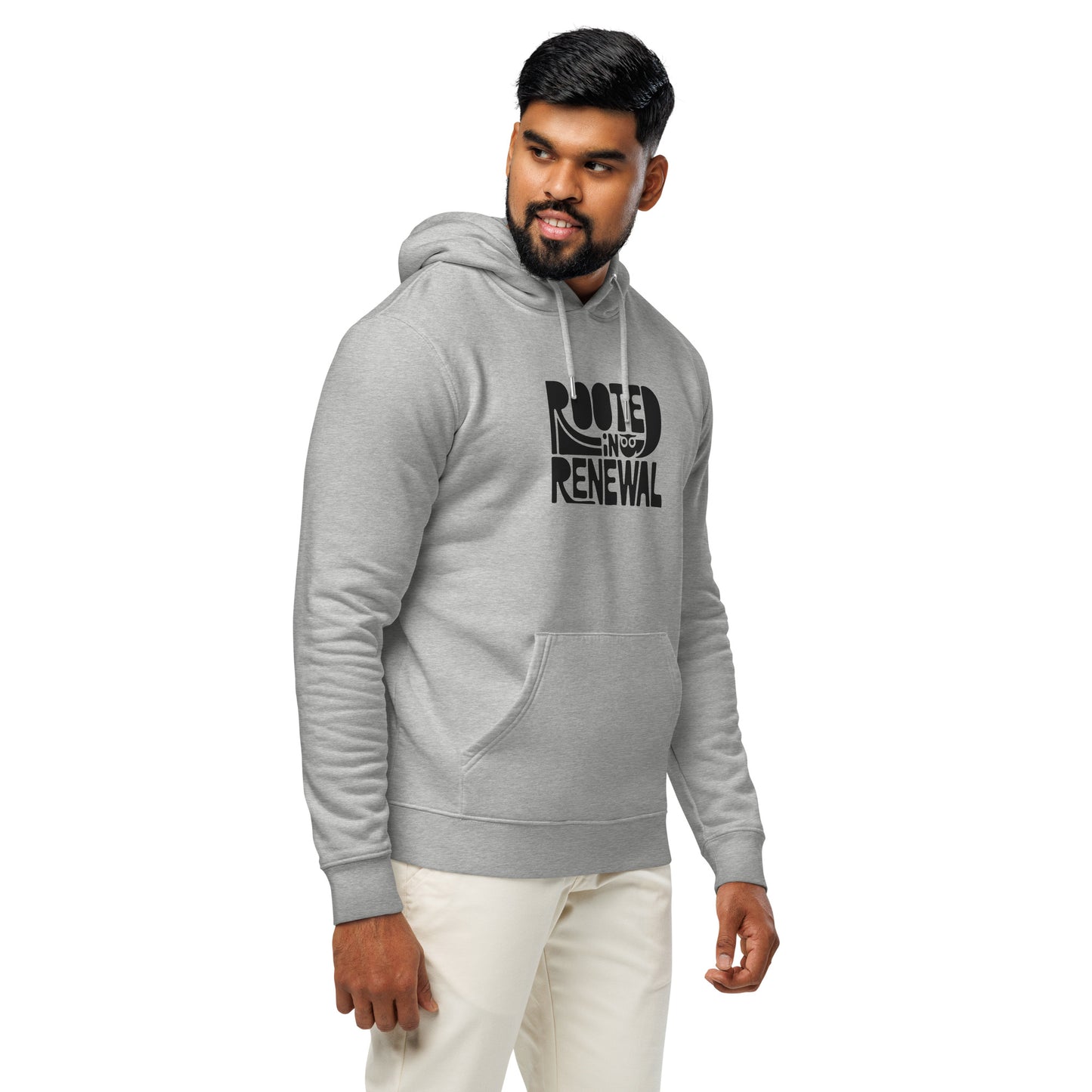 Unisex Essential Organic Hoodie "Rooted In Renewal" – Owl Print Sustainable Fashion Dudeily