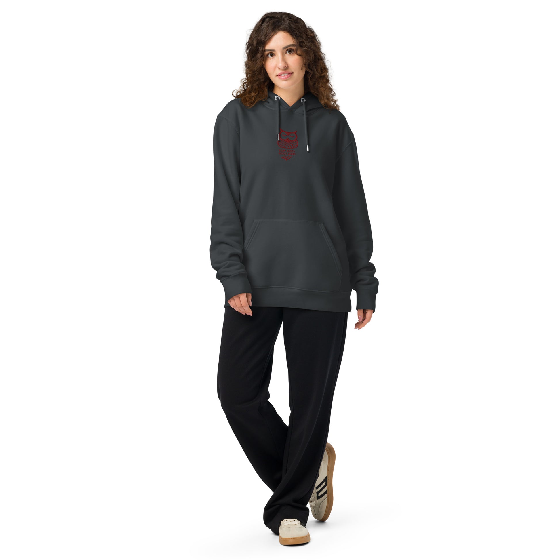 Sustainable Fashion USA-Owl Unisex Essential Organic Hoodie: 'Stay Cozy Hoot Loud' in Fall Dudeily