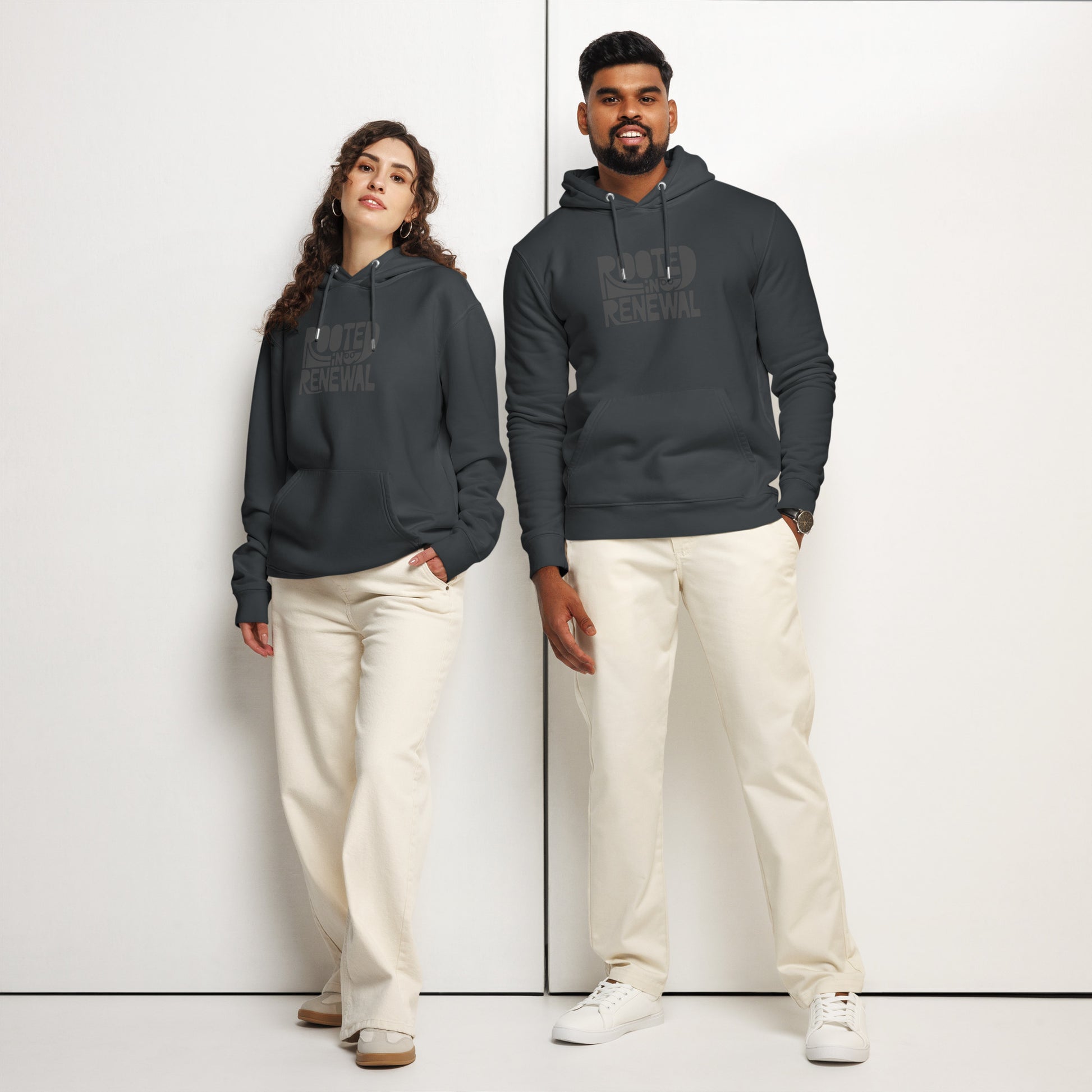 Unisex Essential Organic Hoodie "Rooted In Renewal" – Owl Print Sustainable Fashion Dudeily