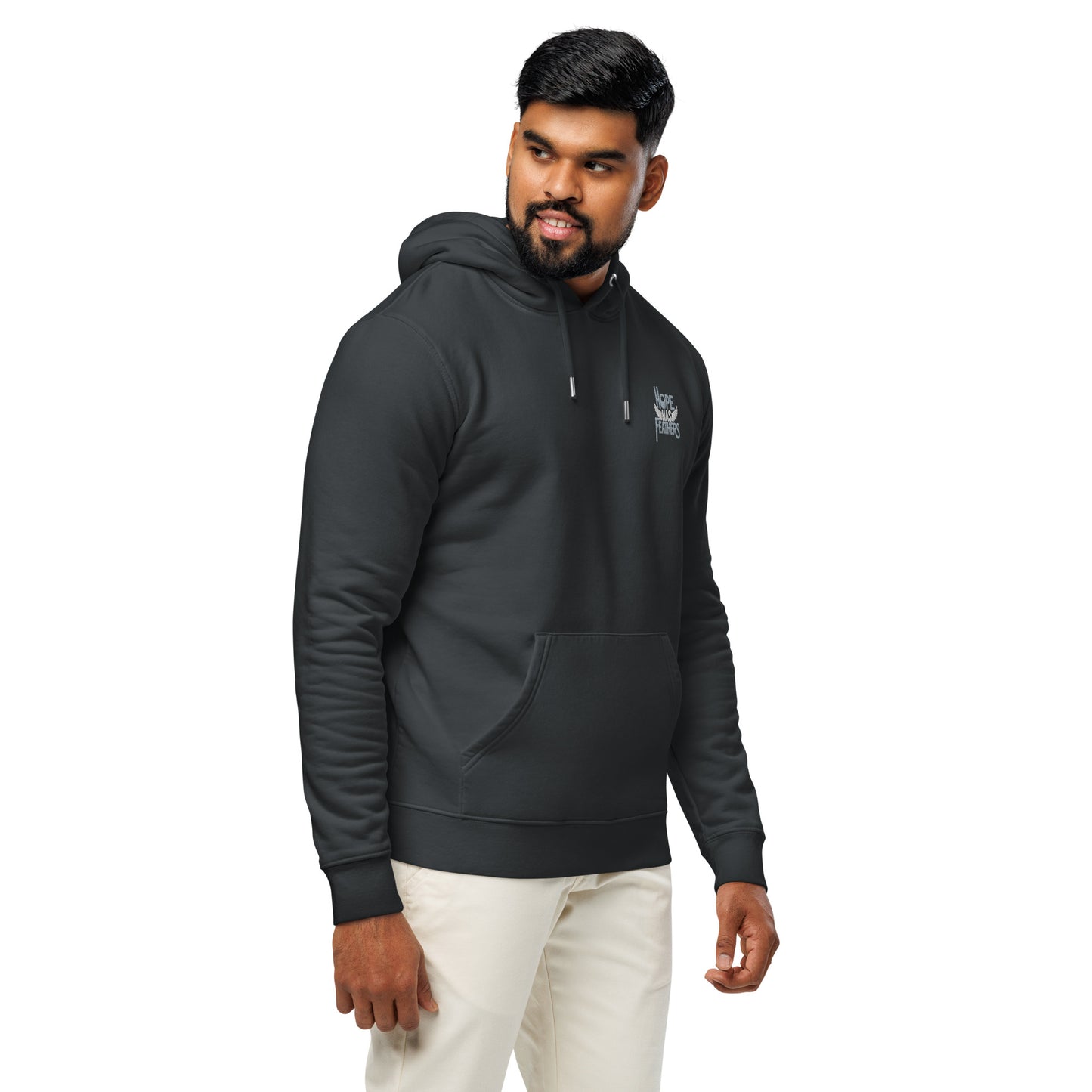 Unisex Essential Organic Hoodie "Hope Has Feathers" – Embroidered Eco-Friendly Owl Clothing Dudeily