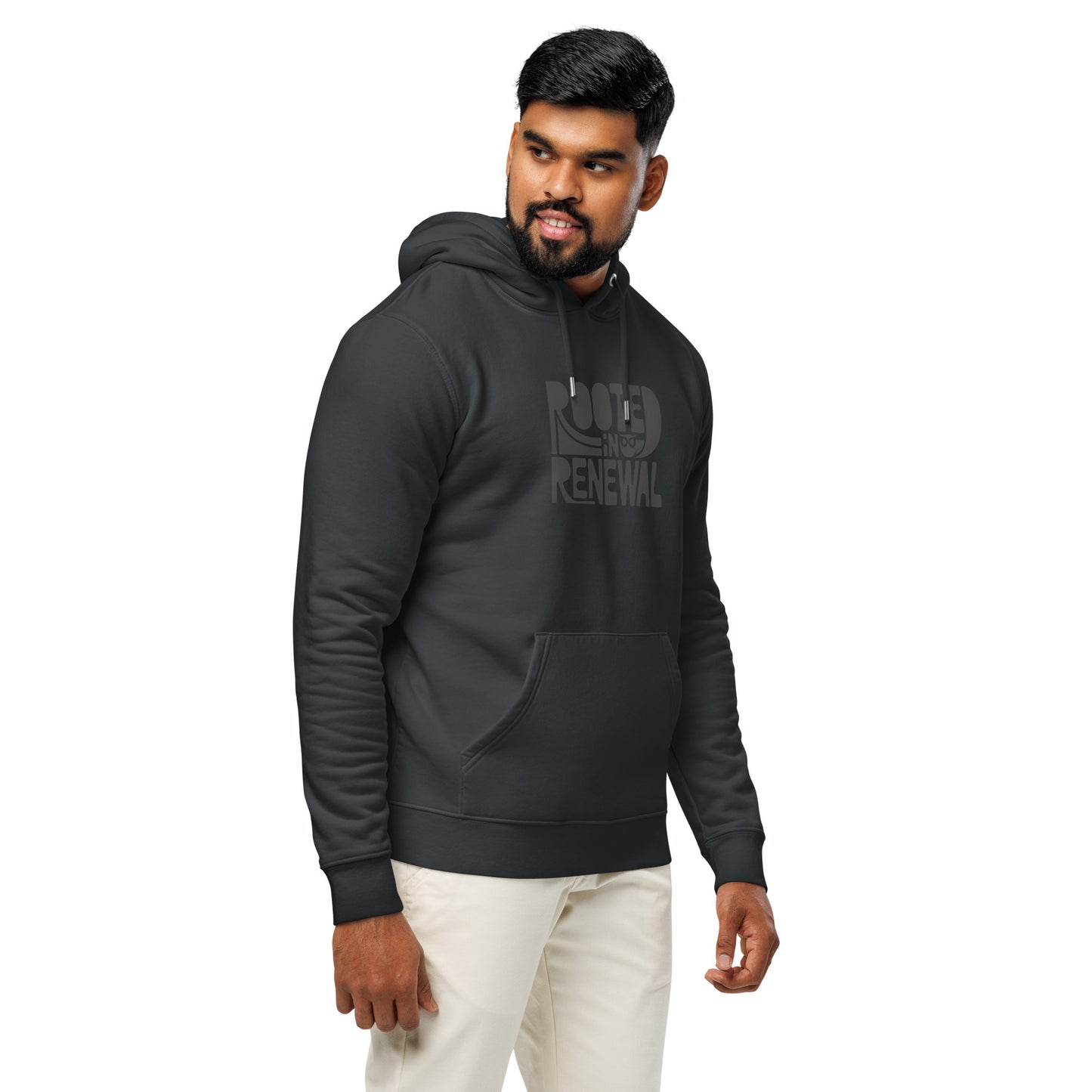 Unisex Essential Organic Hoodie "Rooted In Renewal" – Owl Print Sustainable Fashion Dudeily