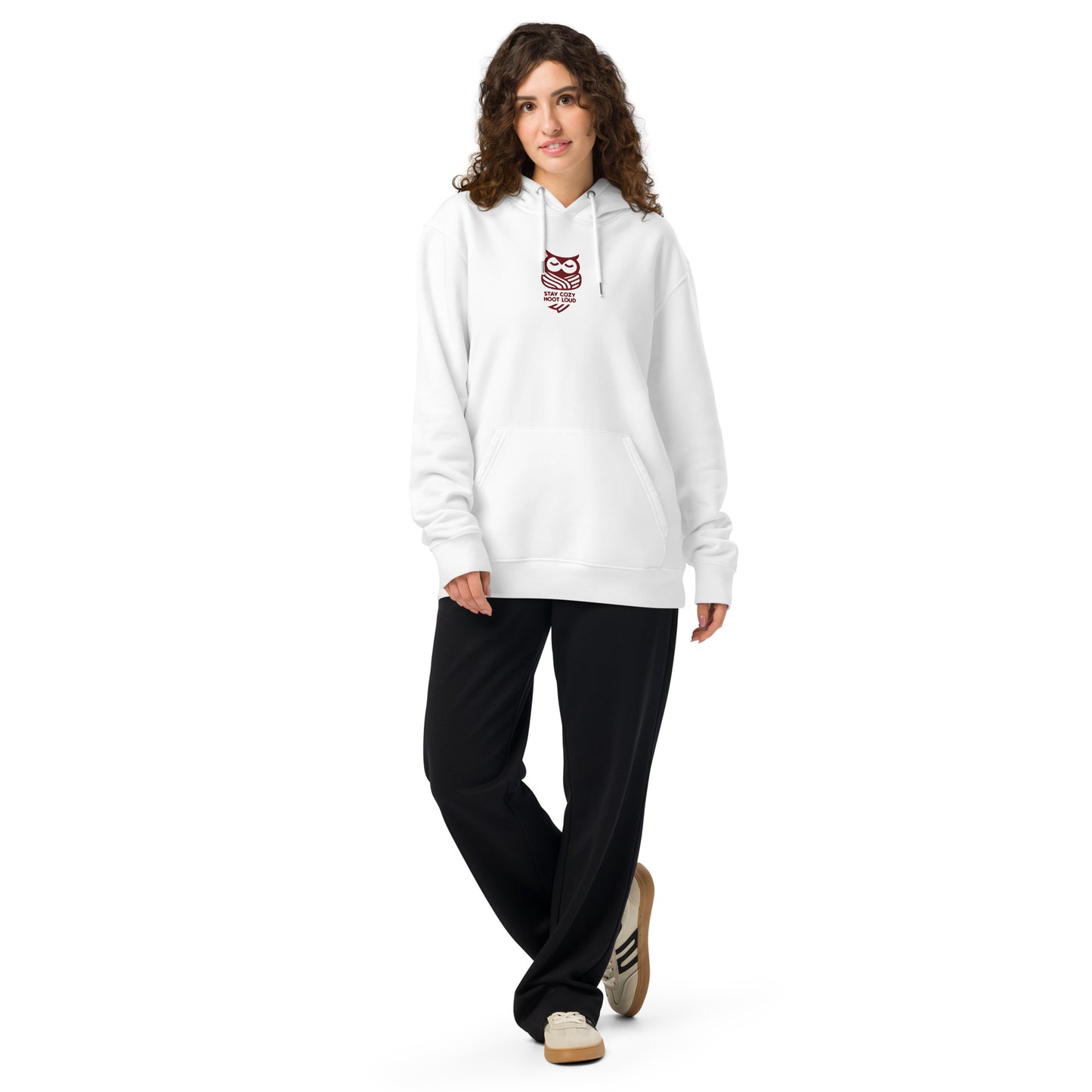 Sustainable Fashion USA-Owl Unisex Essential Organic Hoodie: 'Stay Cozy Hoot Loud' in Fall Dudeily