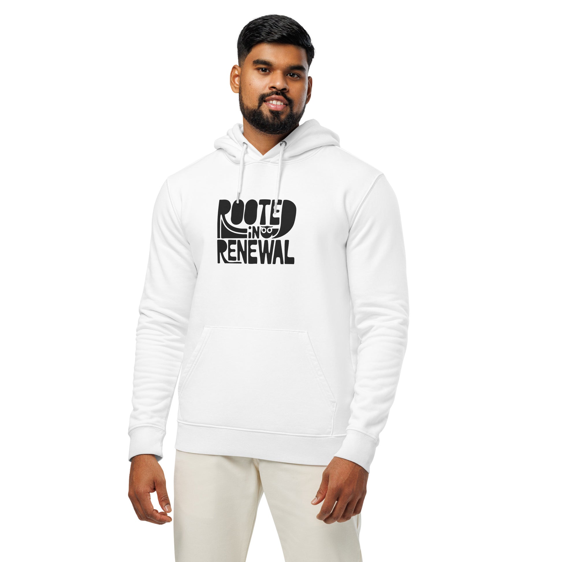 Unisex Essential Organic Hoodie "Rooted In Renewal" – Owl Print Sustainable Fashion Dudeily