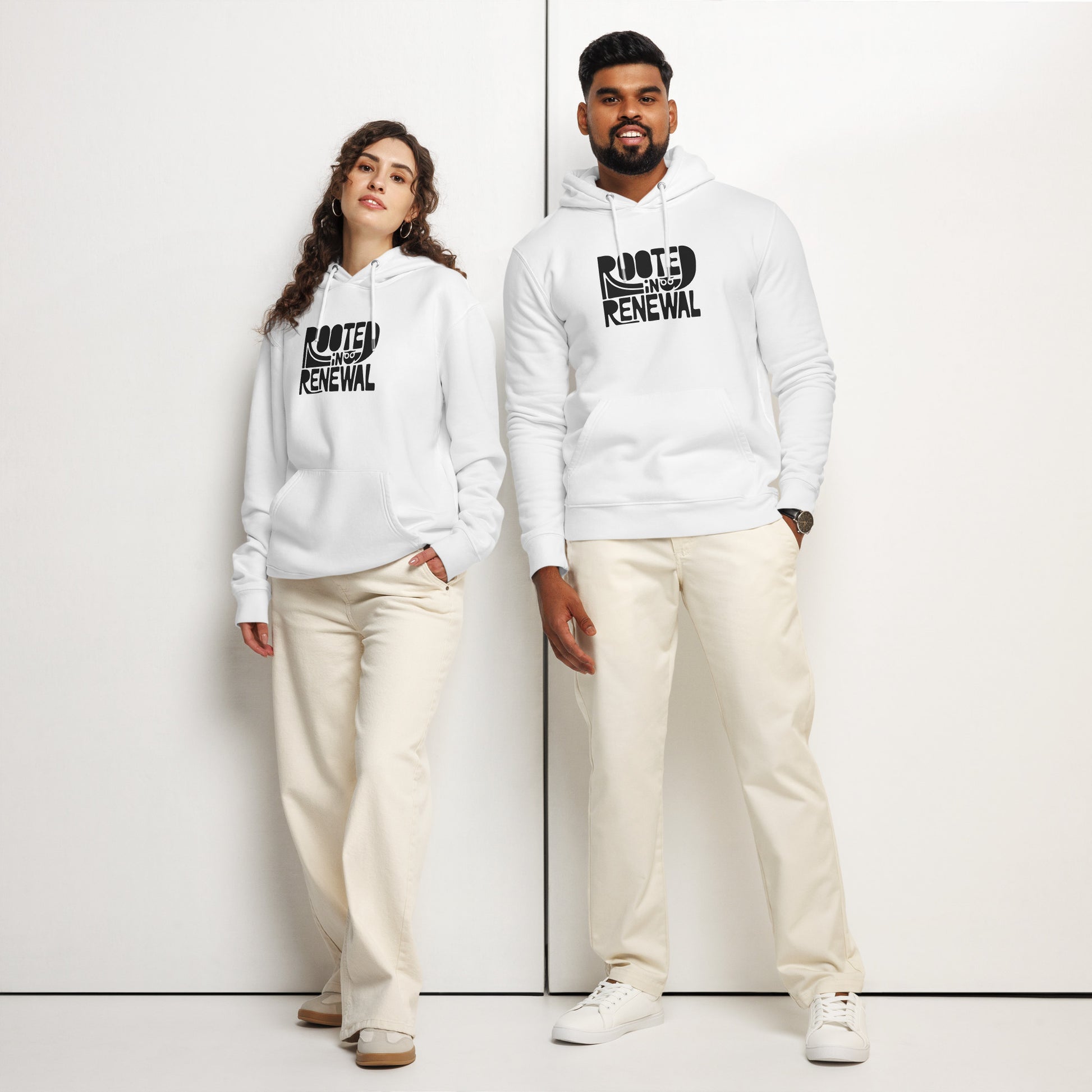 Unisex Essential Organic Hoodie "Rooted In Renewal" – Owl Print Sustainable Fashion Dudeily