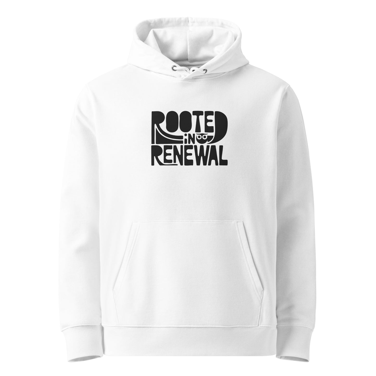 Unisex Essential Organic Hoodie "Rooted In Renewal" – Owl Print Sustainable Fashion White Dudeily