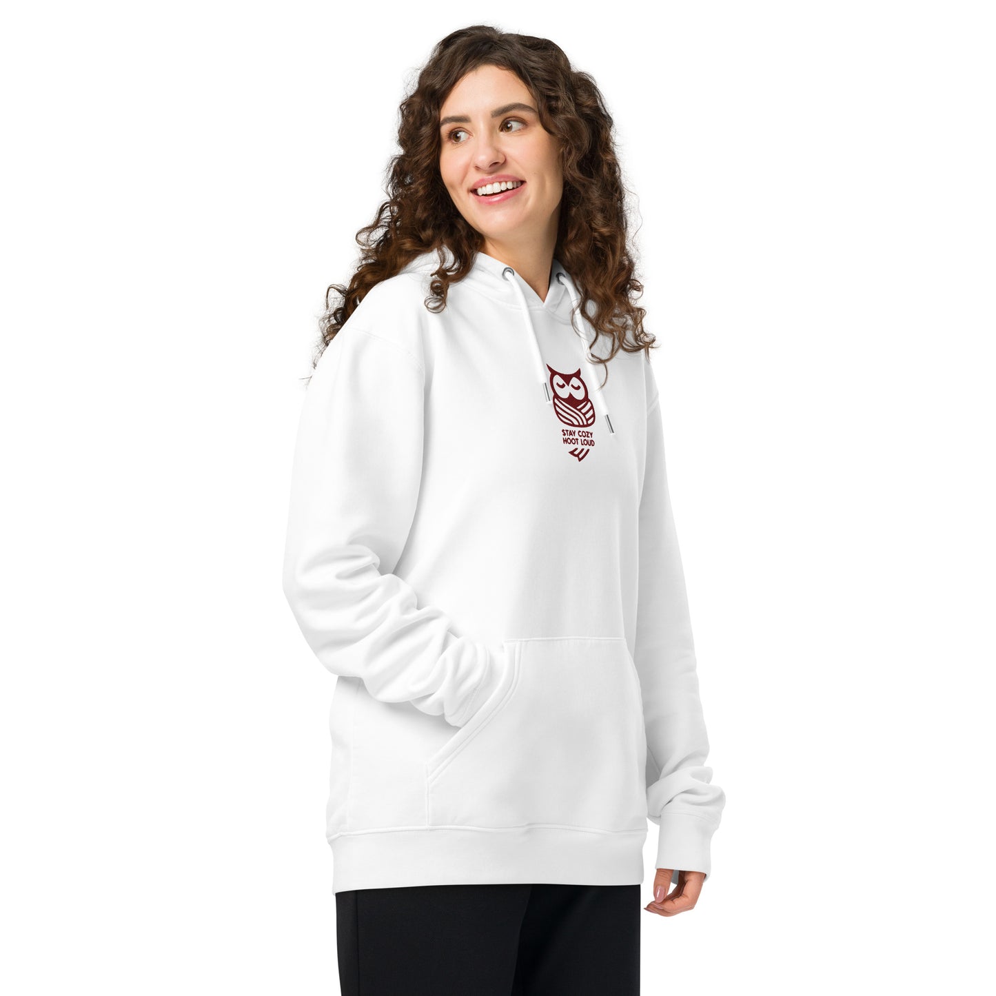 Sustainable Fashion USA-Owl Unisex Essential Organic Hoodie: 'Stay Cozy Hoot Loud' in Fall Dudeily