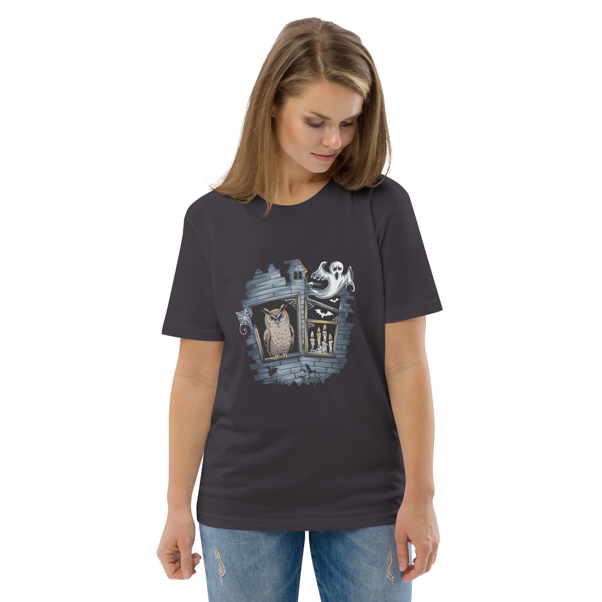 Unisex Organic Cotton T-Shirt: Halloween Owl Eco-Friendly Style USA Dudeily