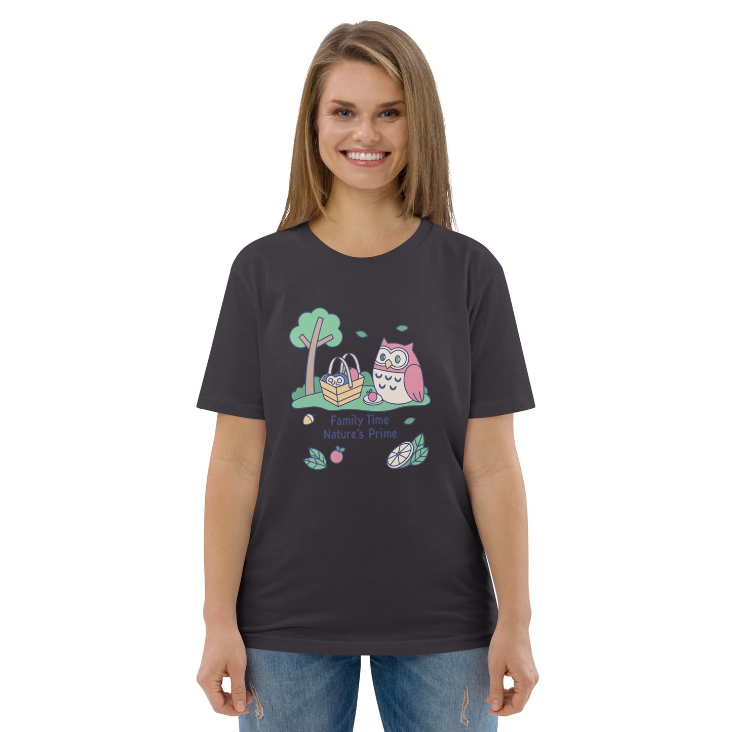 Unisex Organic Cotton T-Shirt – OwlNest Sustainable Fashion Essential for Family Day Anthracite Dudeily