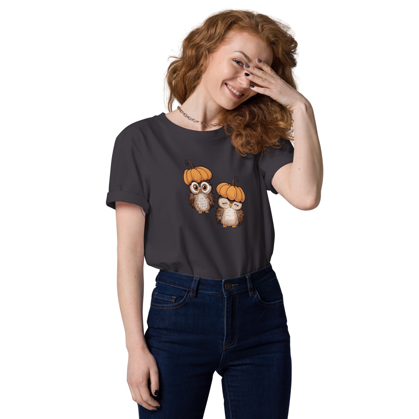 Unisex Organic Cotton T-Shirt: Halloween Owl Eco-Friendly Style USA Anthracite Dudeily