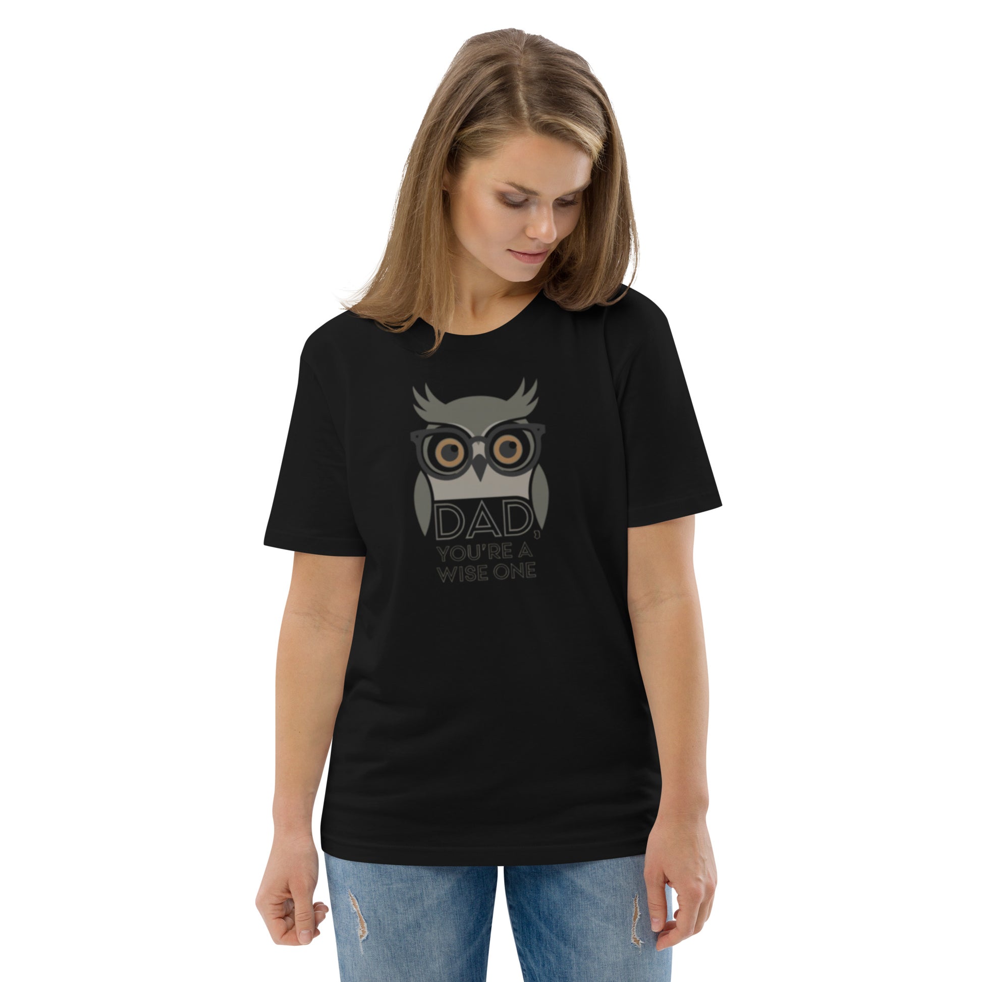 Unisex Organic Cotton T-Shirt – Owl-Themed Eco-Friendly Style for Father's Day Gifts by Dudeily Black Dudeily