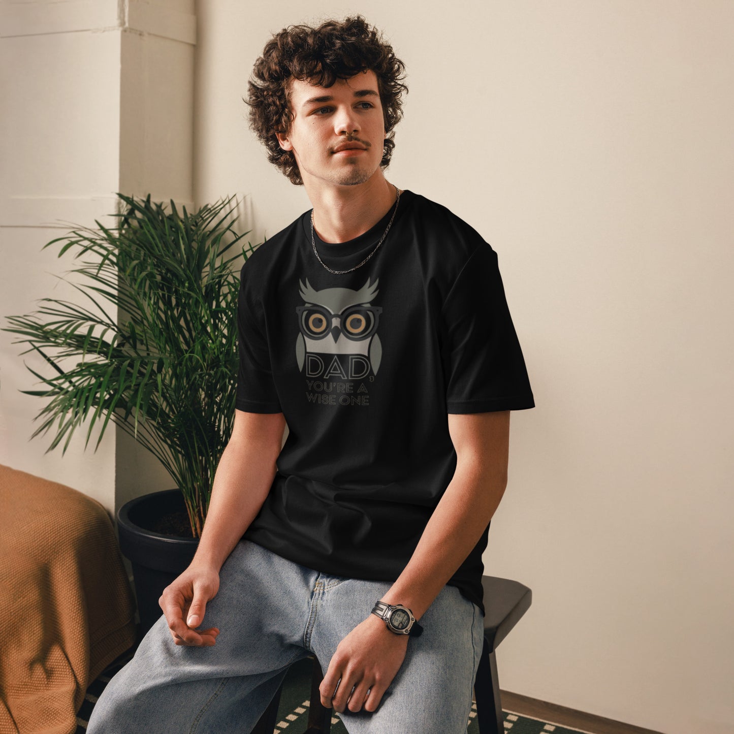 Unisex Organic Cotton T-Shirt – Owl-Themed Eco-Friendly Style for Father's Day Gifts by Dudeily Dudeily