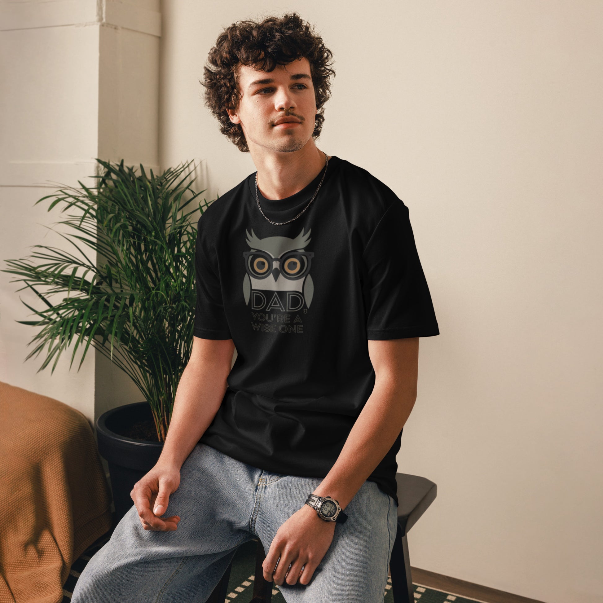 Unisex Organic Cotton T-Shirt – Owl-Themed Eco-Friendly Style for Father's Day Gifts by Dudeily Dudeily