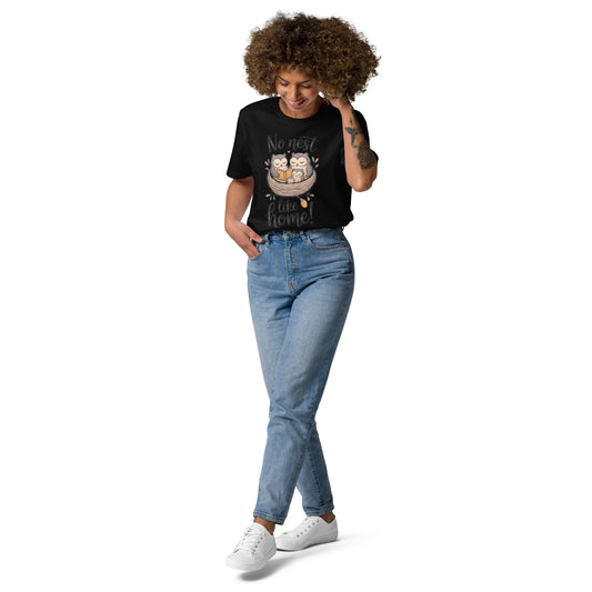 Unisex Organic Cotton T-Shirt – OwlNest Sustainable Fashion Tee for Family Day Comfort Black Dudeily