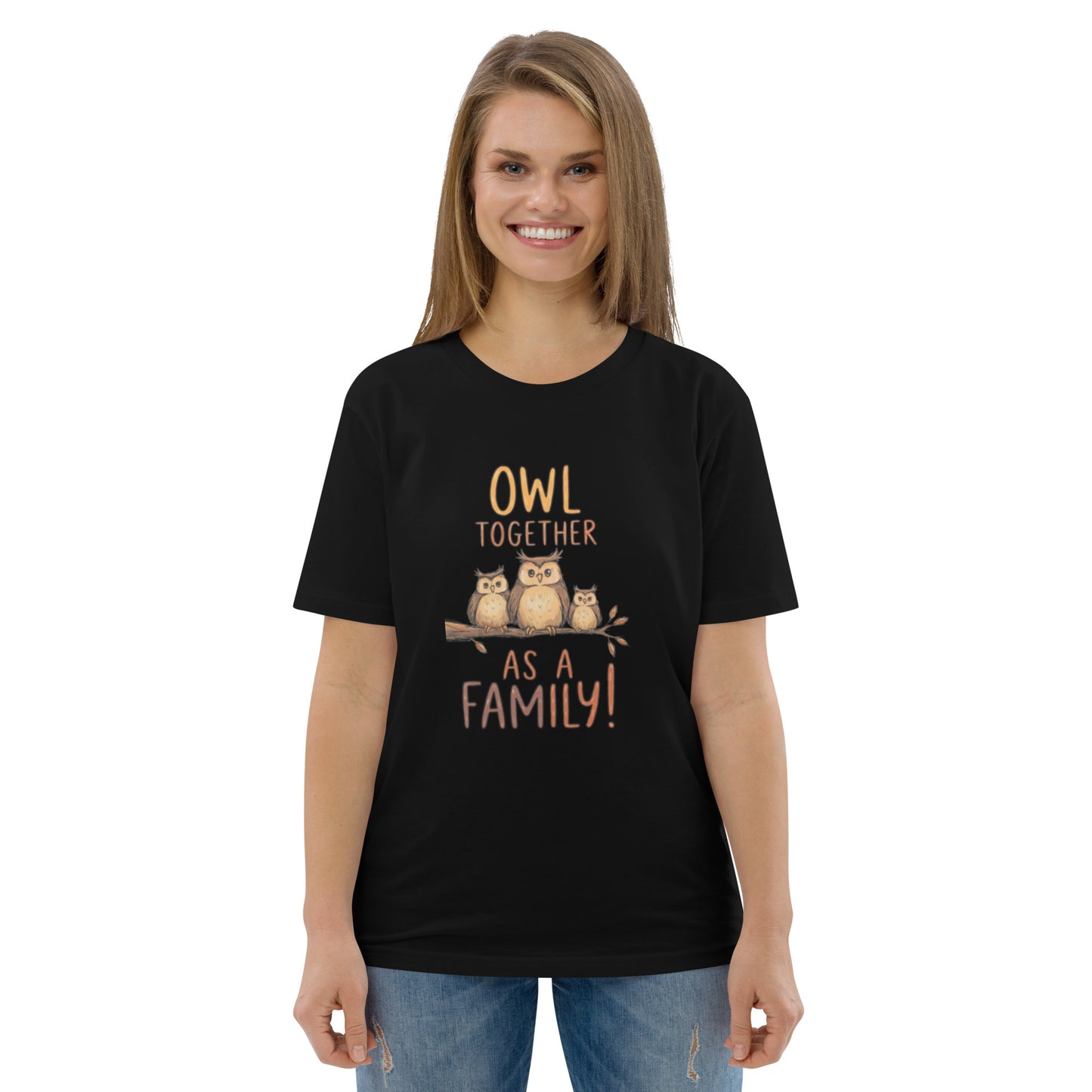 Unisex Organic Cotton T-Shirt – OwlNest Sustainable Fashion Classic for Family Day Outings Black Dudeily