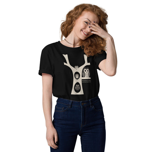Unisex Organic Cotton T-Shirt – OwlNest Sustainable Fashion for Family Day Wear Black Dudeily