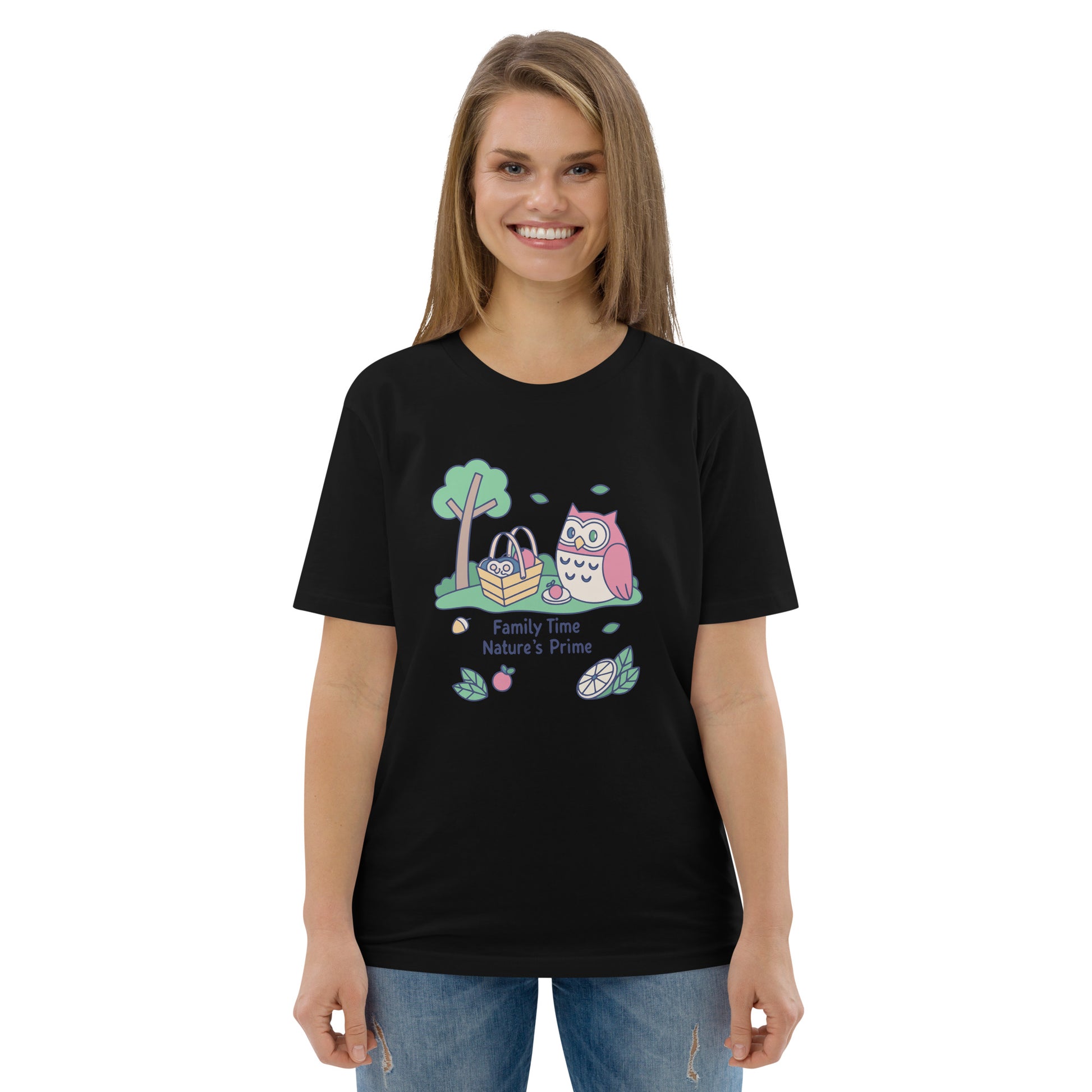 Unisex Organic Cotton T-Shirt – OwlNest Sustainable Fashion Essential for Family Day Black Dudeily