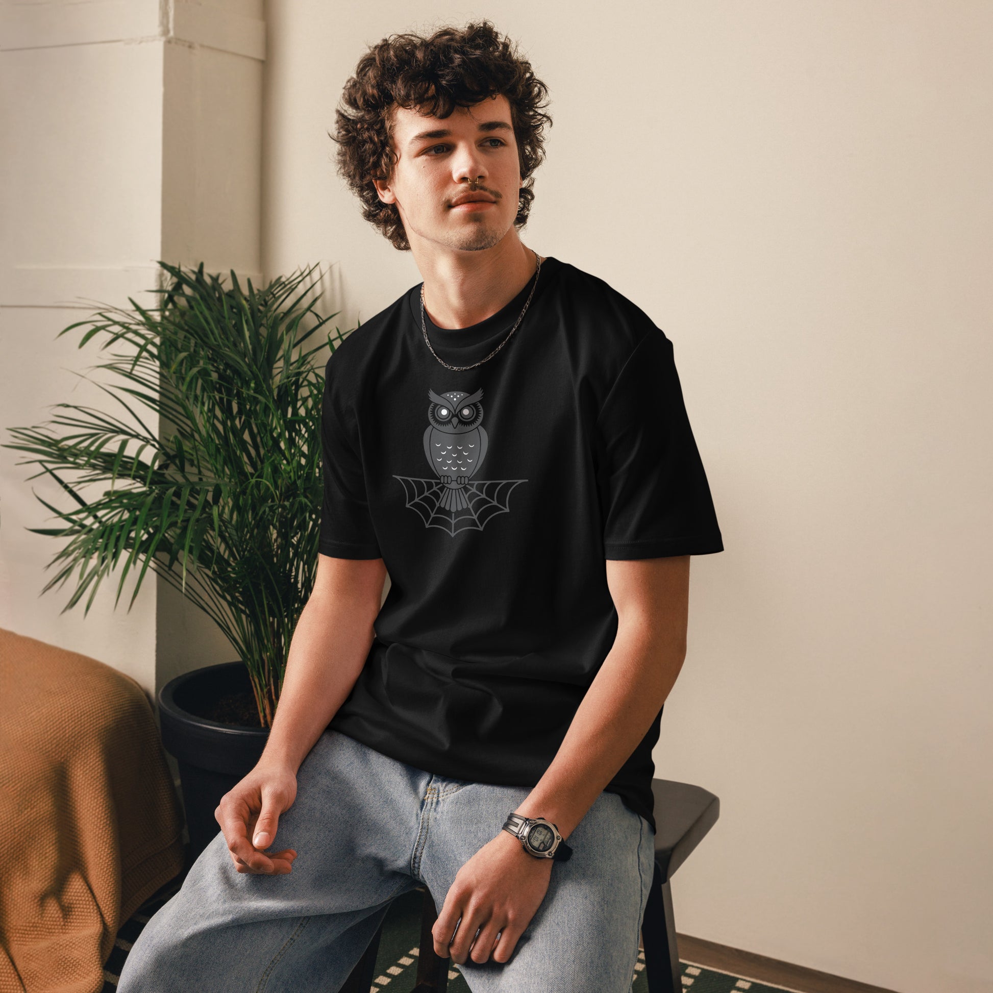 Unisex Organic Cotton T-Shirt: Halloween Owl Eco-Friendly Style USA Dudeily