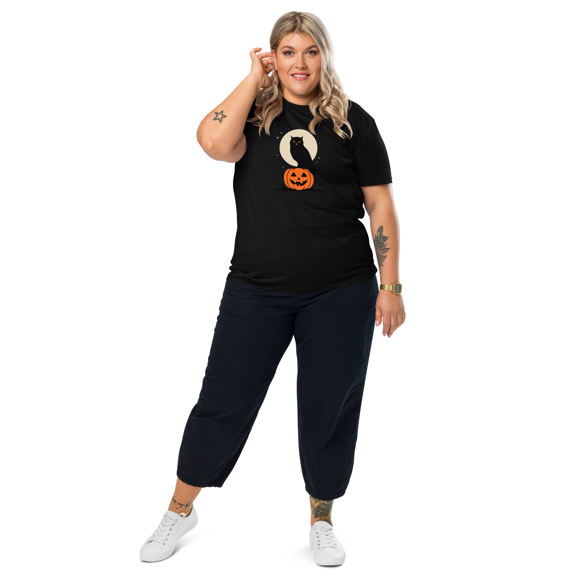 Unisex Organic Cotton T-Shirt: Halloween Owl Sustainable Style USA Dudeily