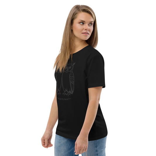 Unisex Organic Cotton T-Shirt: Hoo’s Got My Back? | Owl-Themed Sustainable Fashion USA by Dudeily Dudeily