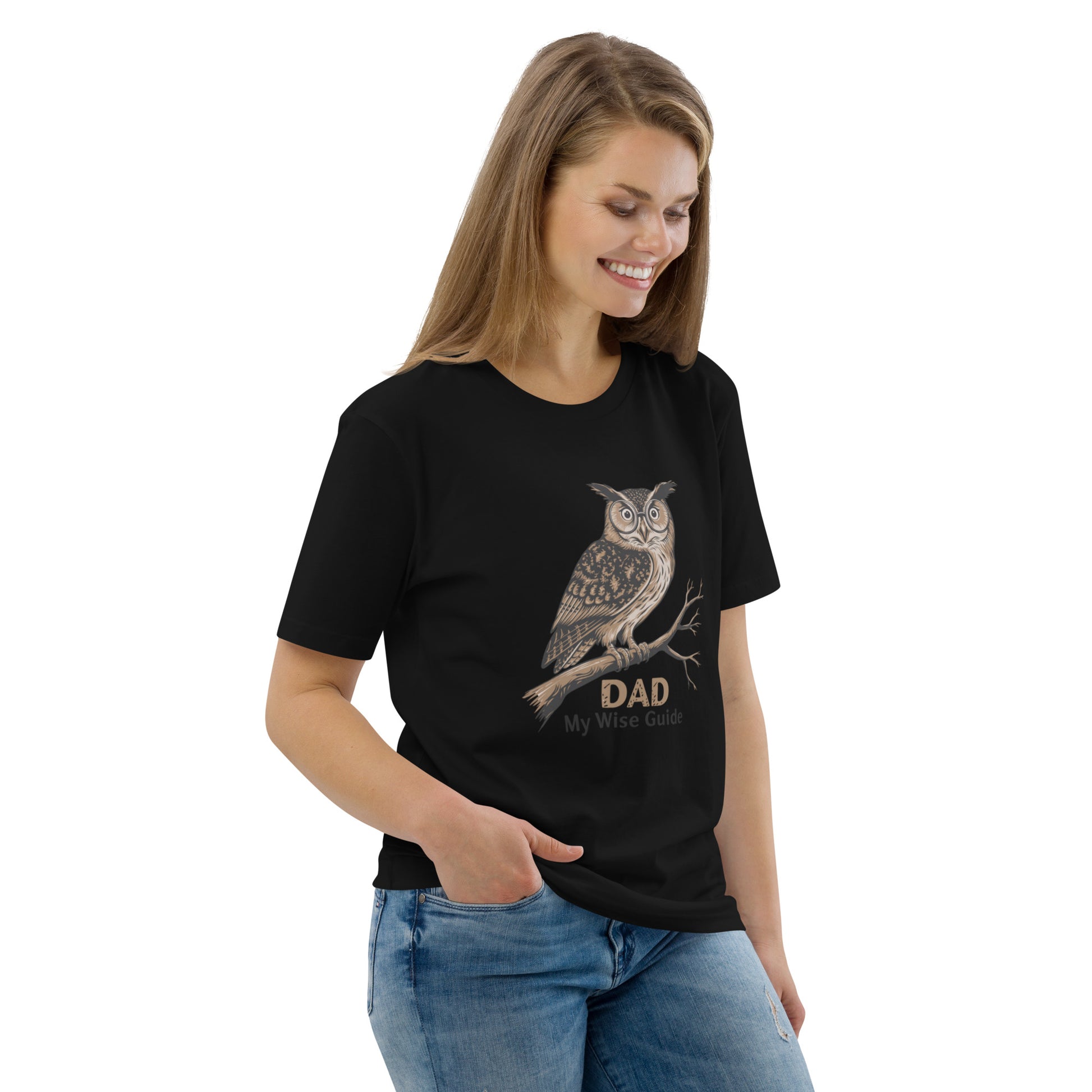 Unisex Organic Cotton T-Shirt – Owl Themed Sustainable Fashion for Father's Day by Dudeily Dudeily
