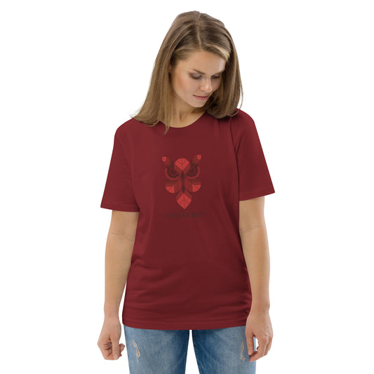 Unisex Organic Cotton T-Shirt: 'Forever Wise' | Sustainable Owl Fashion USA Burgundy Dudeily