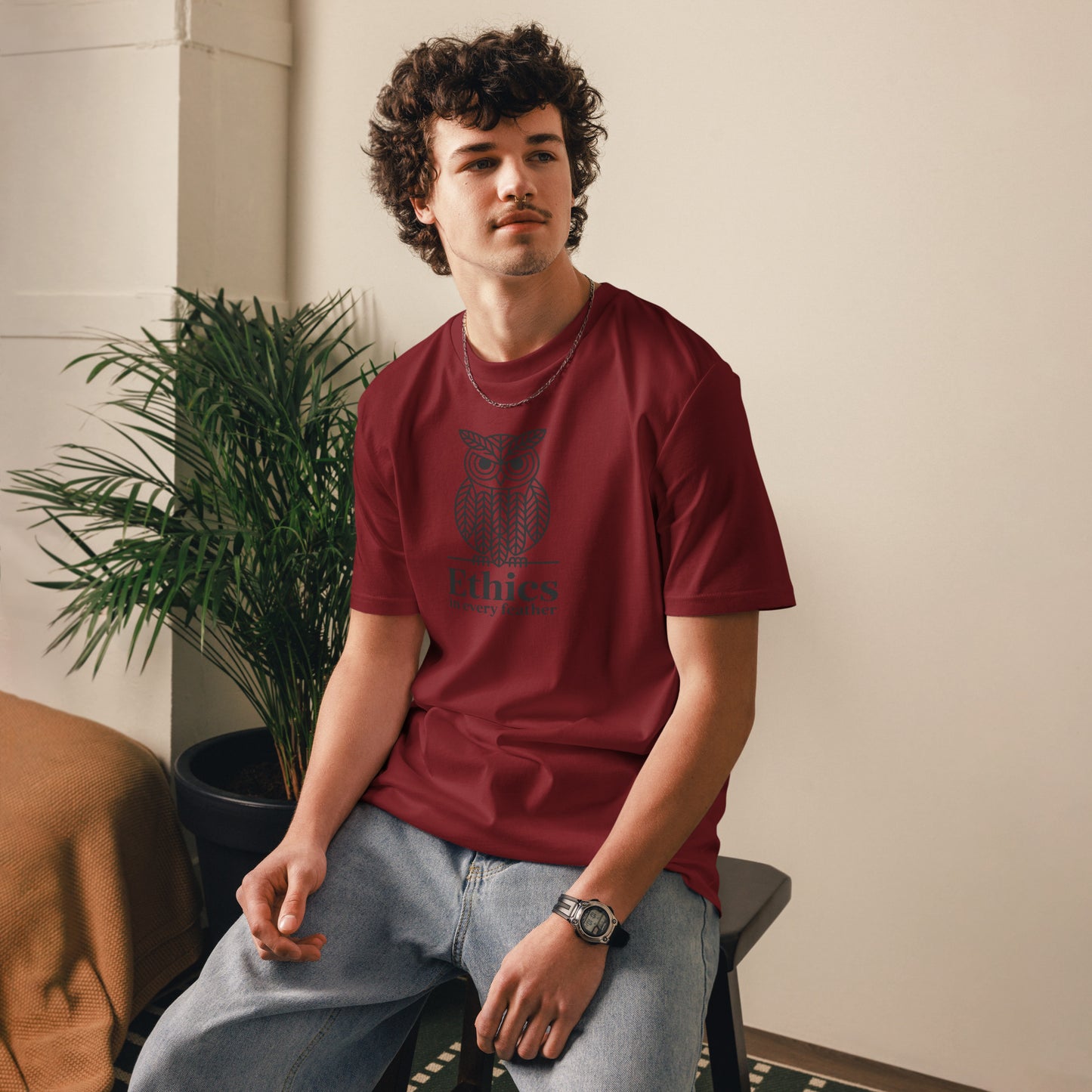 Unisex Organic Cotton T-Shirt: 'Ethics in Every Feather' for Fall | Sustainable Owl Fashion USA Dudeily