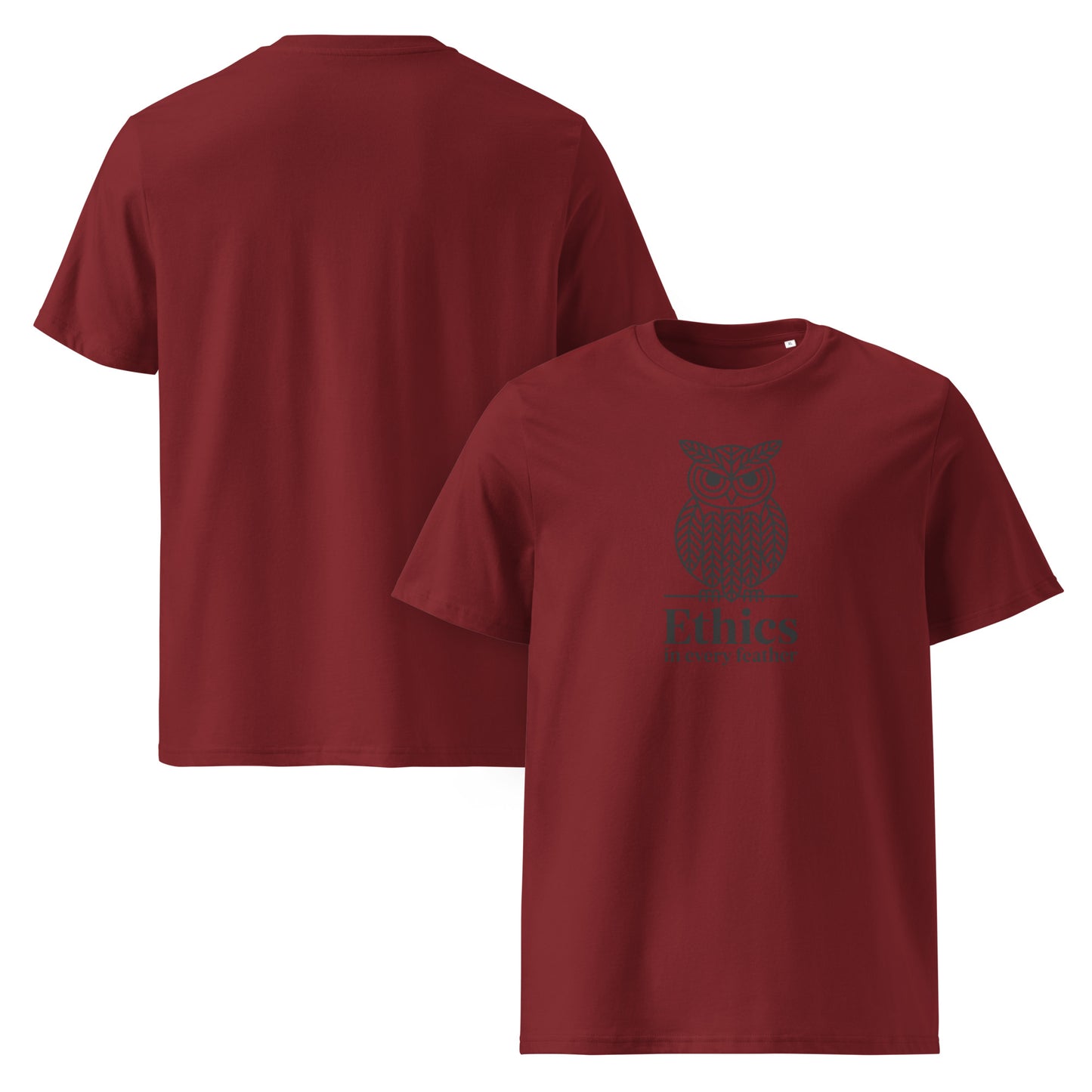 Unisex Organic Cotton T-Shirt: 'Ethics in Every Feather' for Fall | Sustainable Owl Fashion USA Dudeily